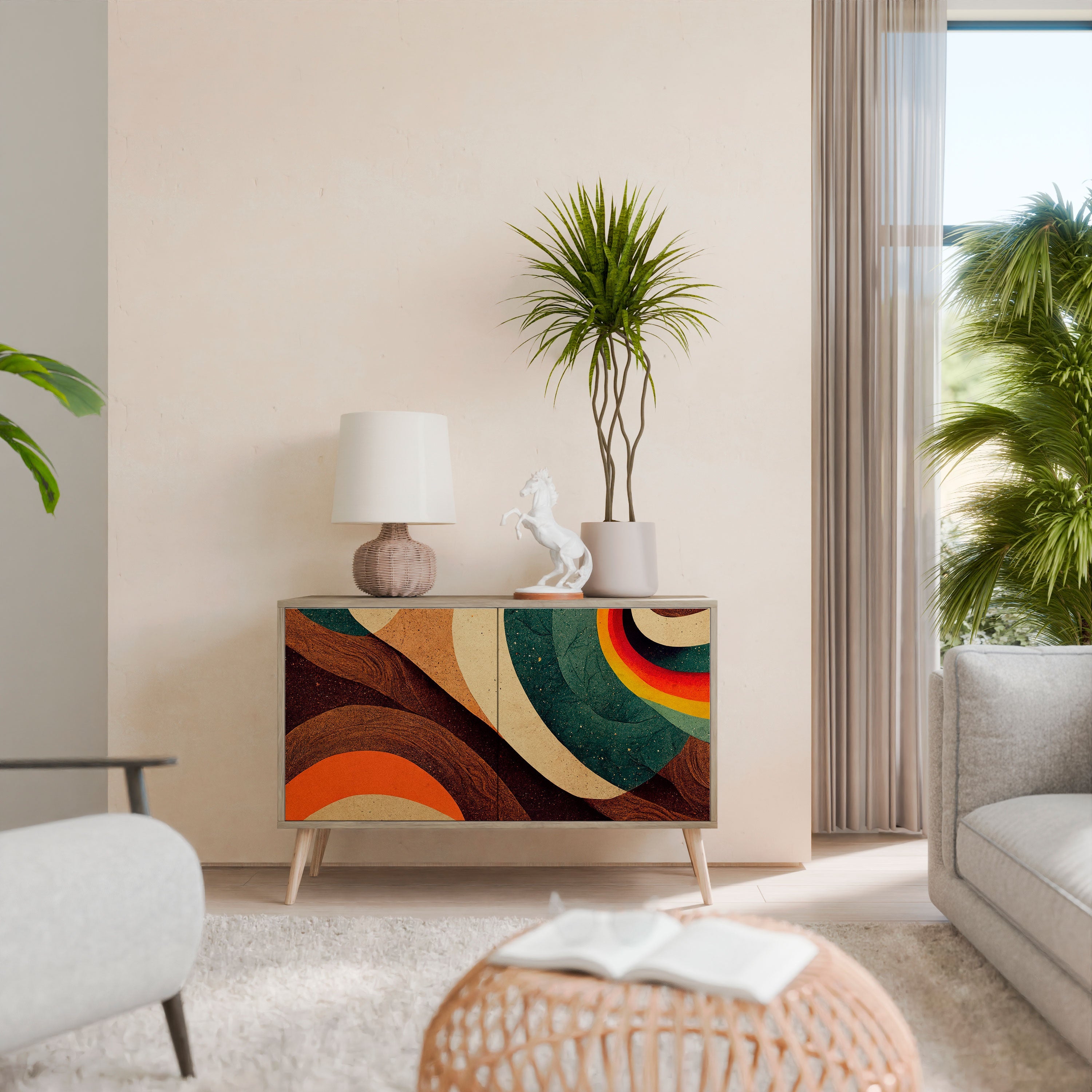 COLORFUL STRANDS Sideboard mit 2 Türen in Eichenoptik