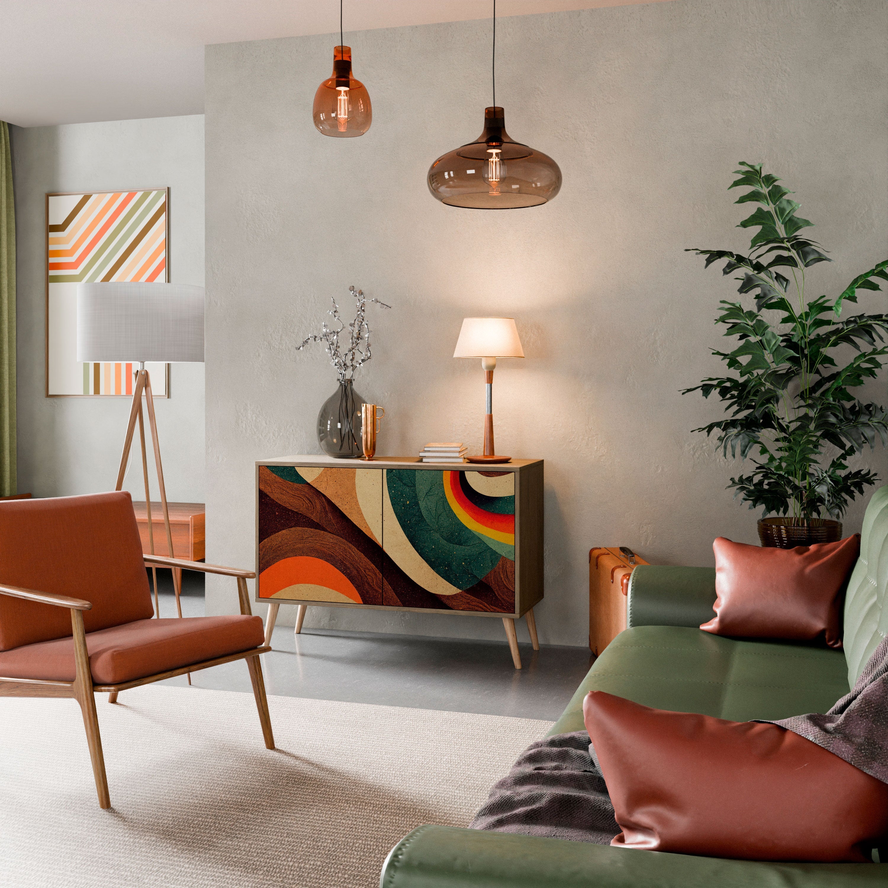 COLORFUL STRANDS Sideboard mit 2 Türen in Eichenoptik