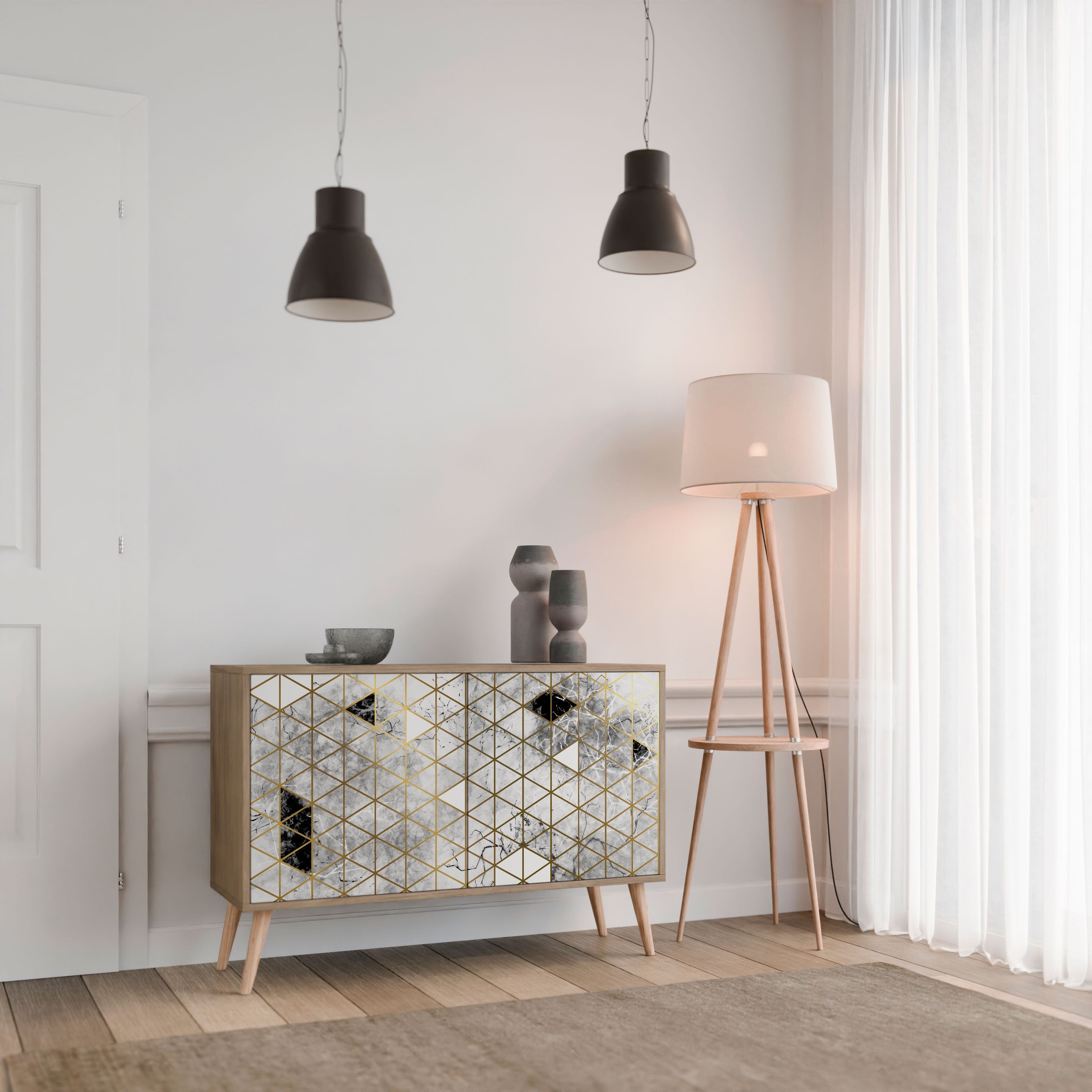 ASHEN ARIA Sideboard mit 2 Türen in Eichenoptik