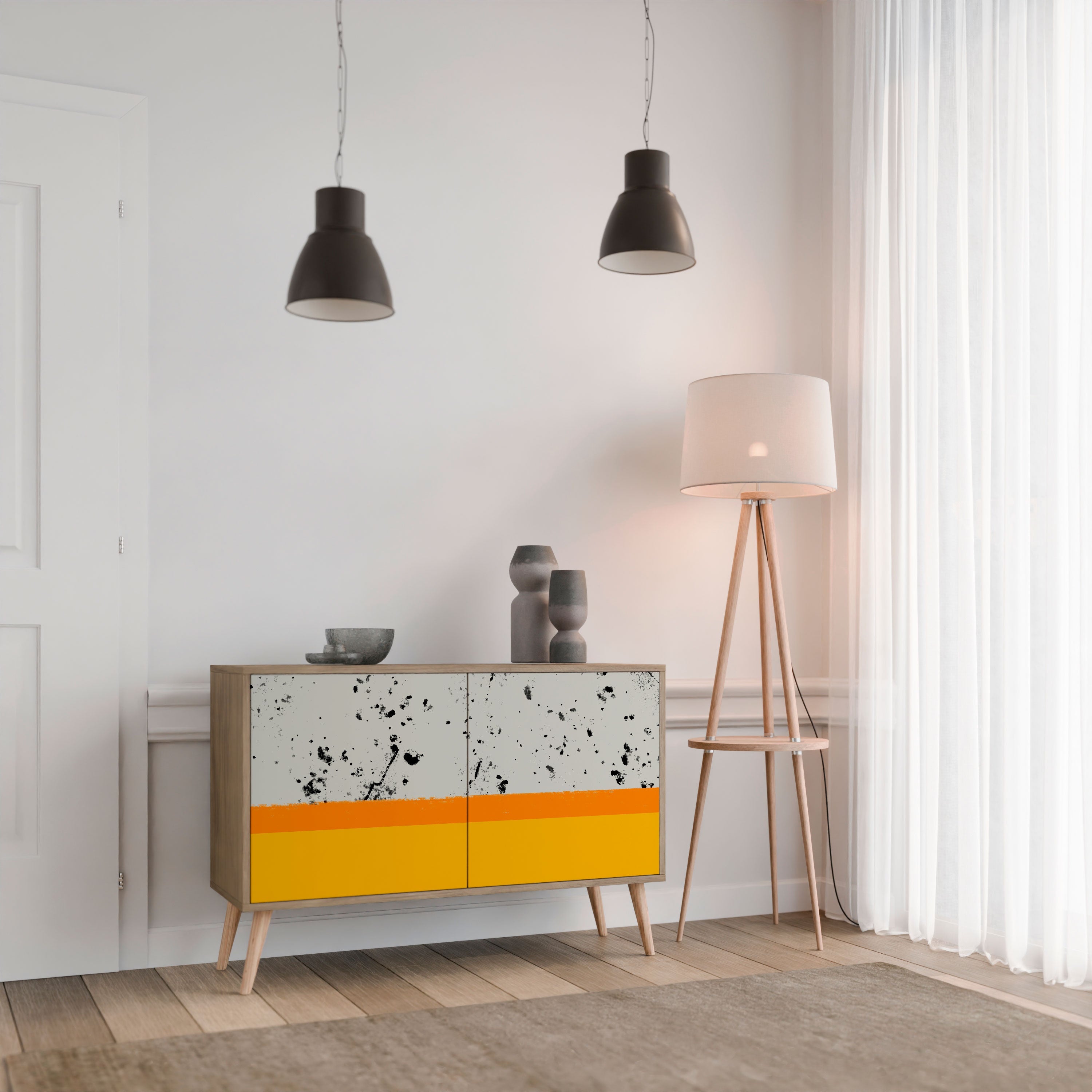 DYED BY ORANGE Sideboard mit 2 Türen in Eichenoptik