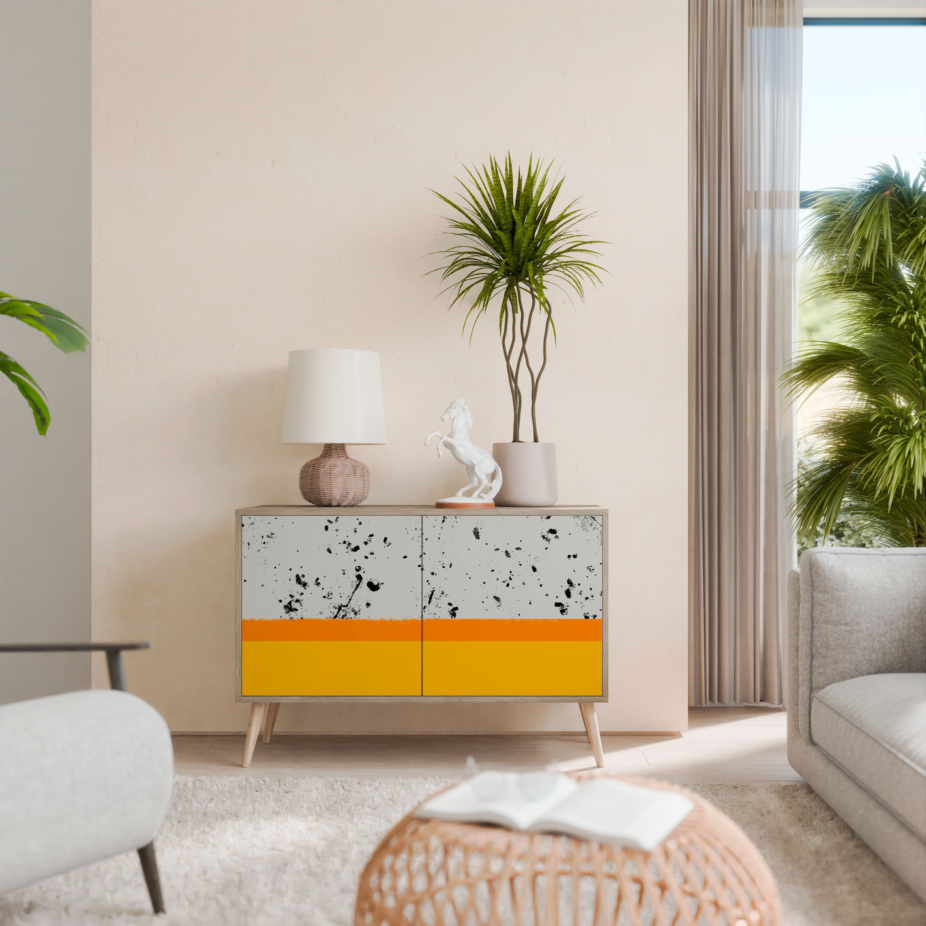 DYED BY ORANGE Sideboard mit 2 Türen in Eichenoptik