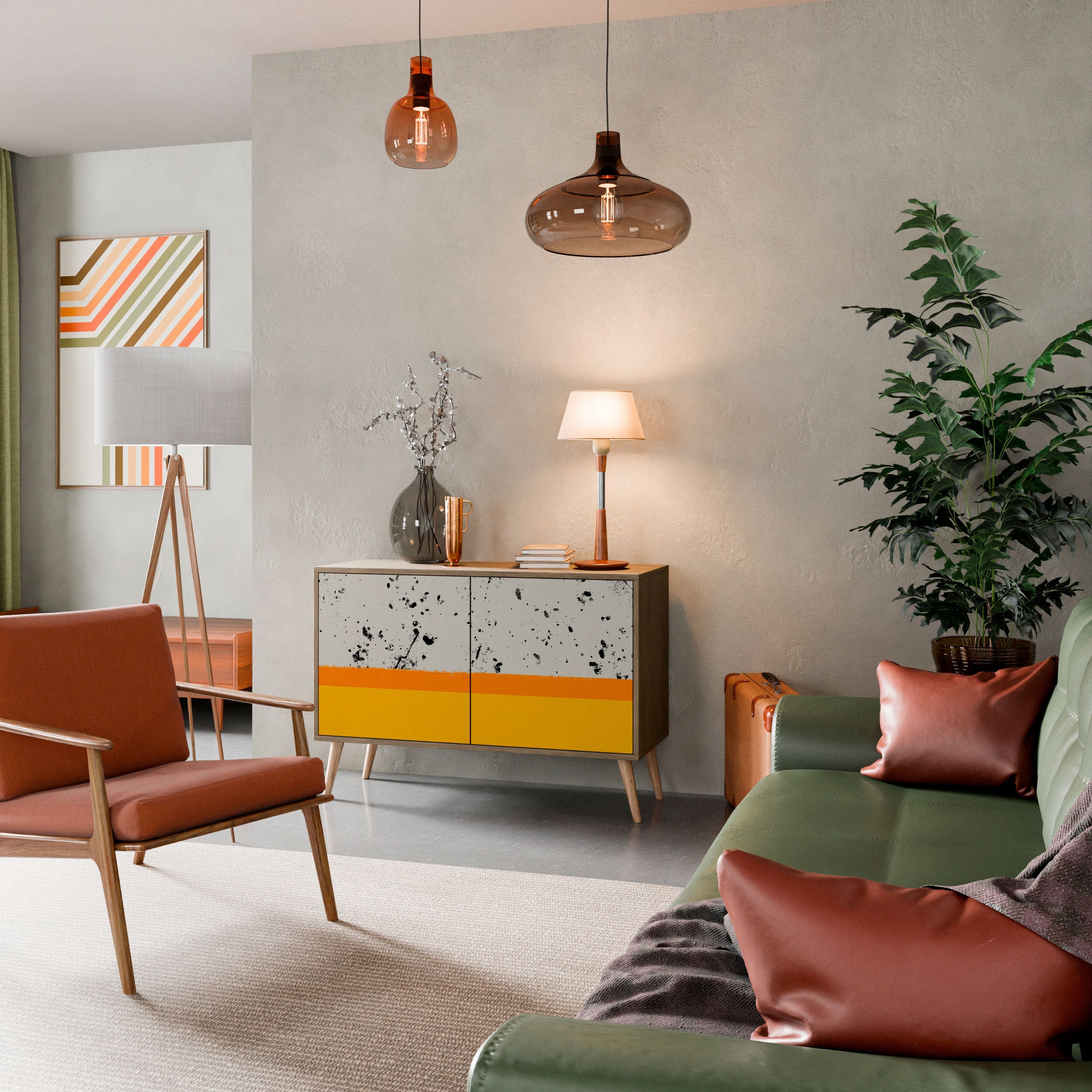 DYED BY ORANGE Sideboard mit 2 Türen in Eichenoptik