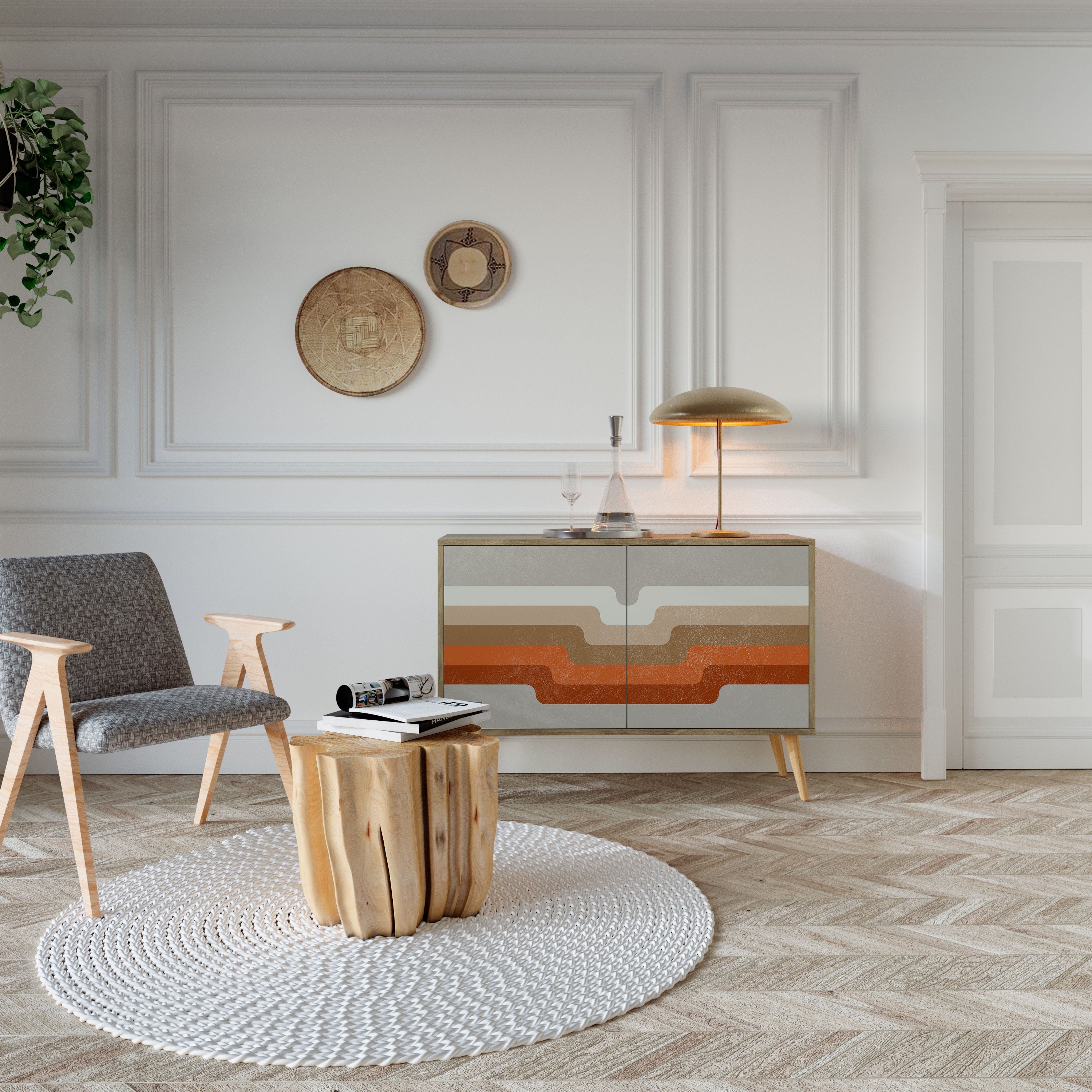 PECULIAR TRAIL Sideboard mit 2 Türen in Eichenoptik