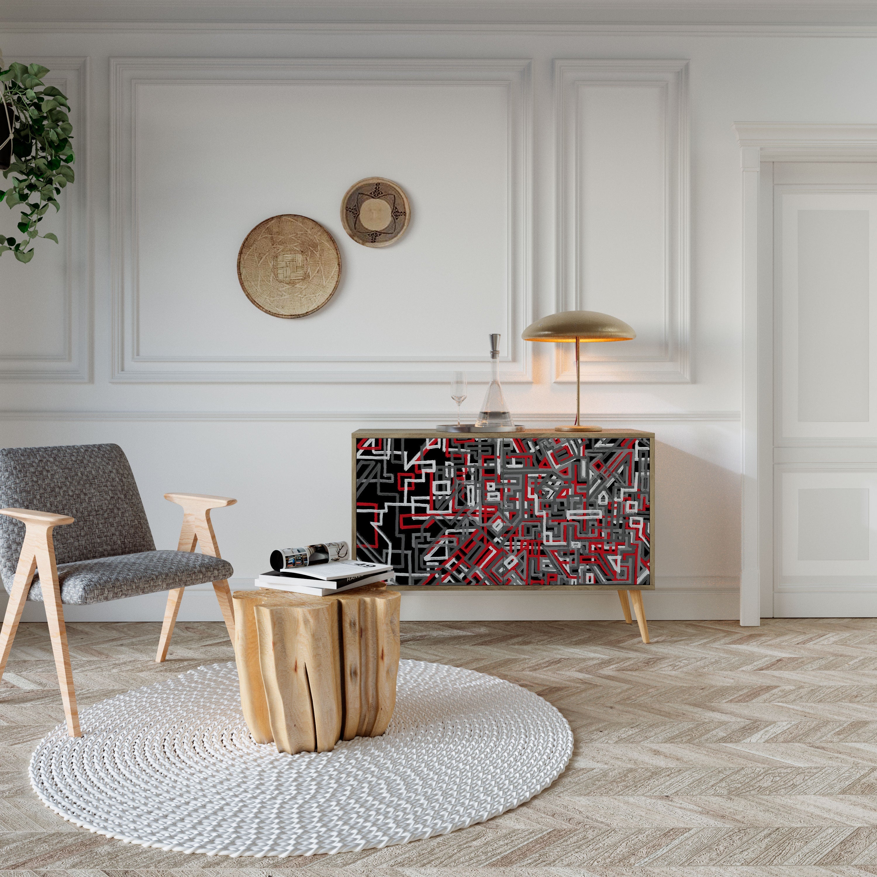 BROKEN LINES Sideboard mit 2 Türen in Eichenoptik