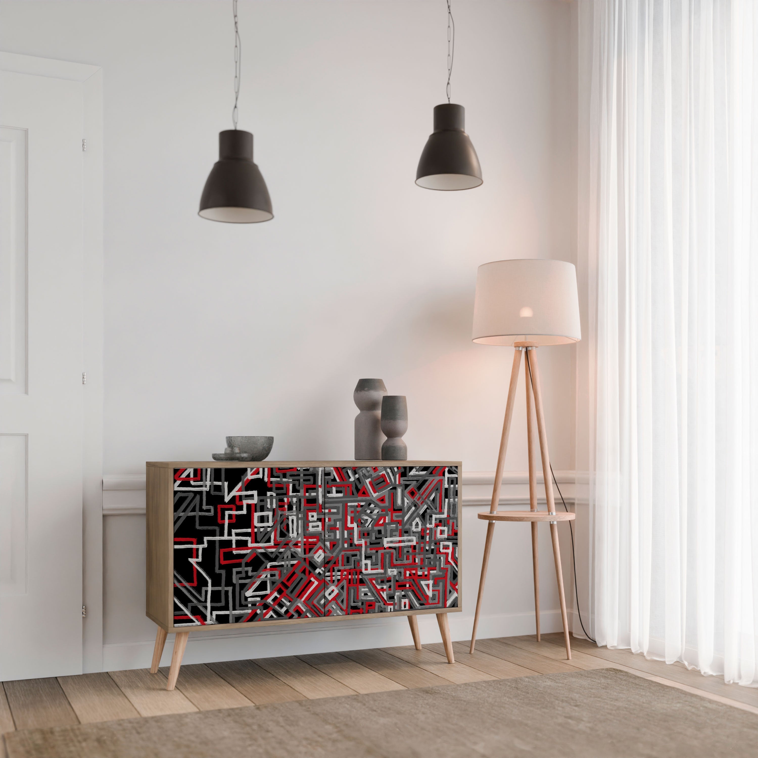 BROKEN LINES Sideboard mit 2 Türen in Eichenoptik