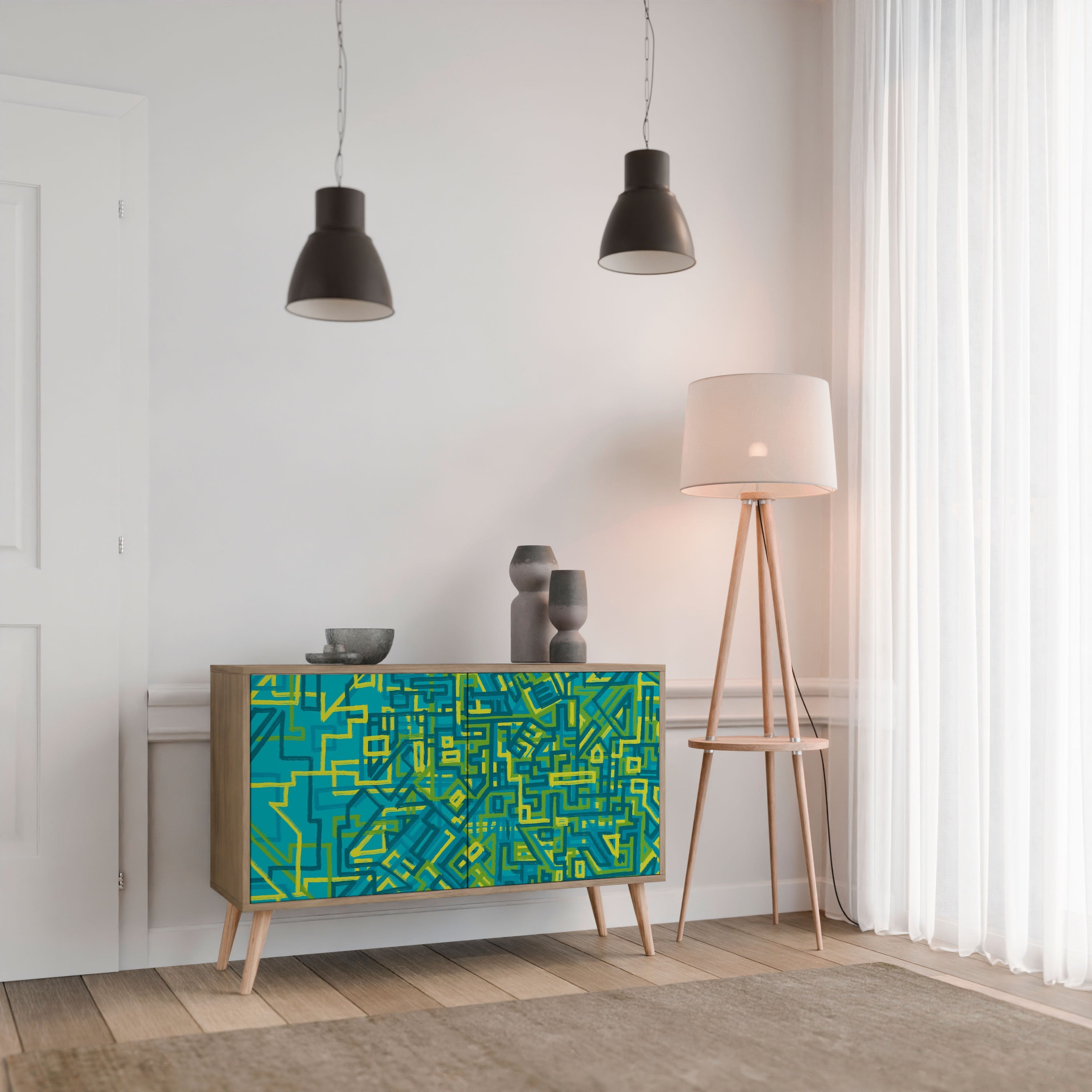 NOSTALGIC MEMORIES Sideboard mit 2 Türen in Eichenoptik