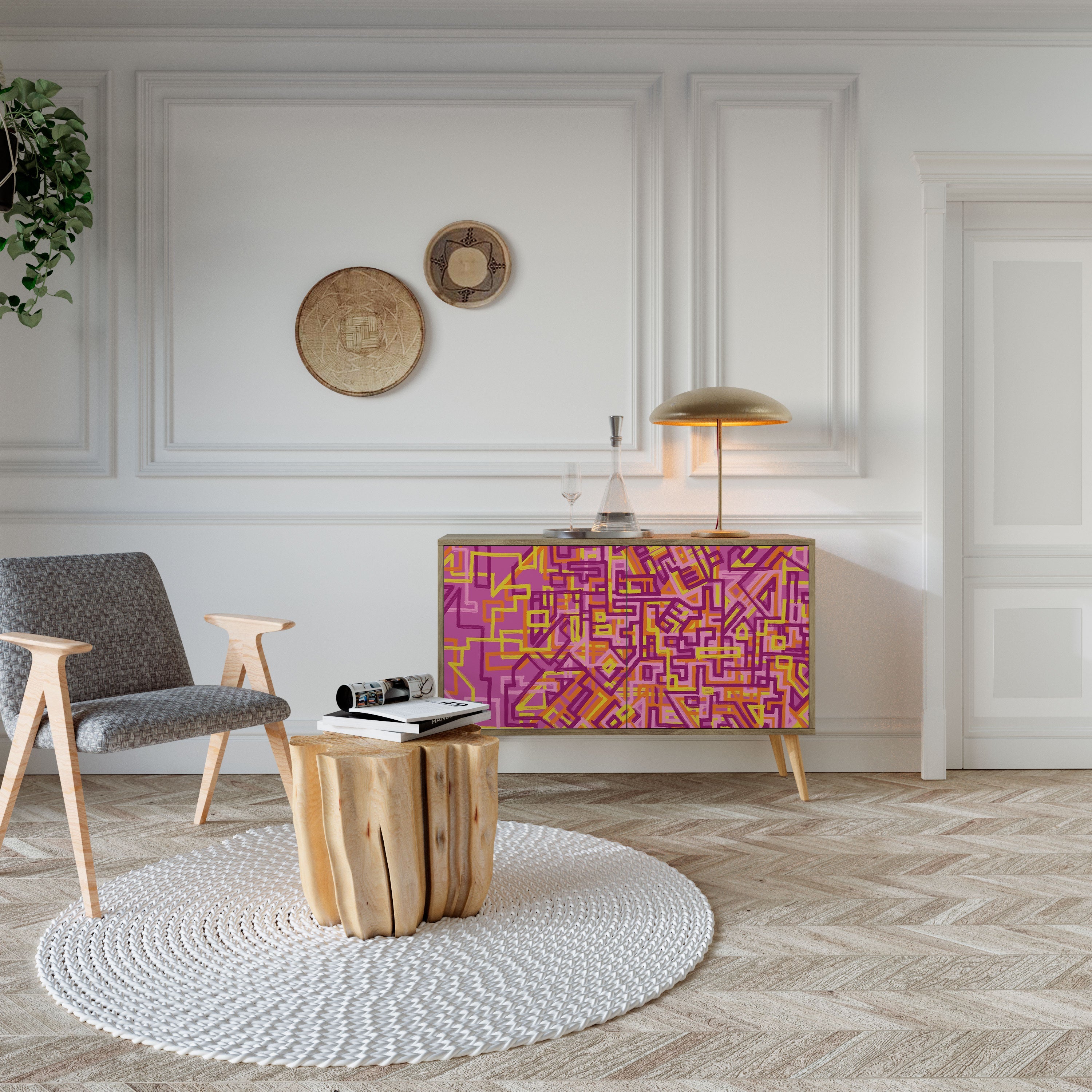 LOVELY MEMORIES Sideboard mit 2 Türen in Eichenoptik