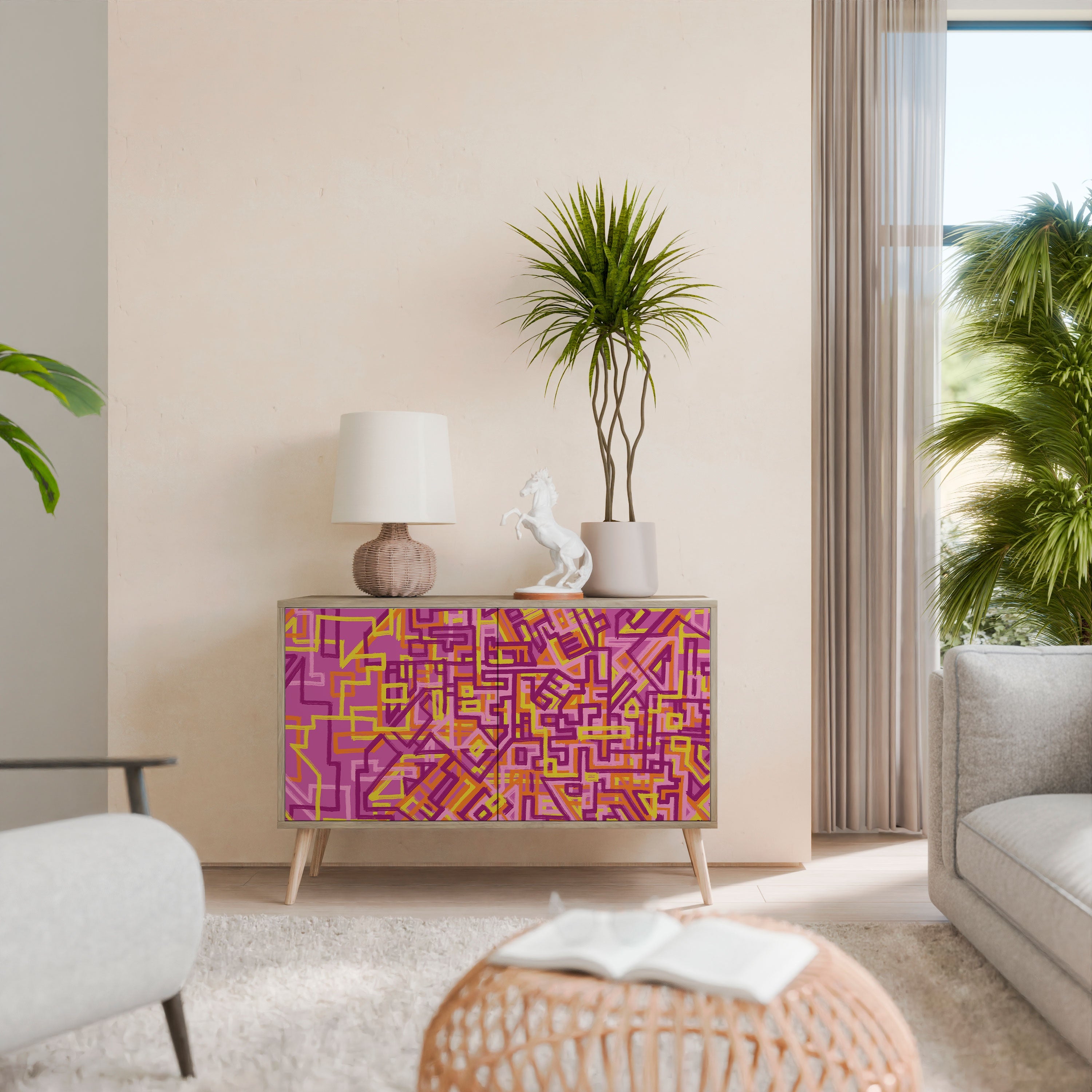 LOVELY MEMORIES Sideboard mit 2 Türen in Eichenoptik