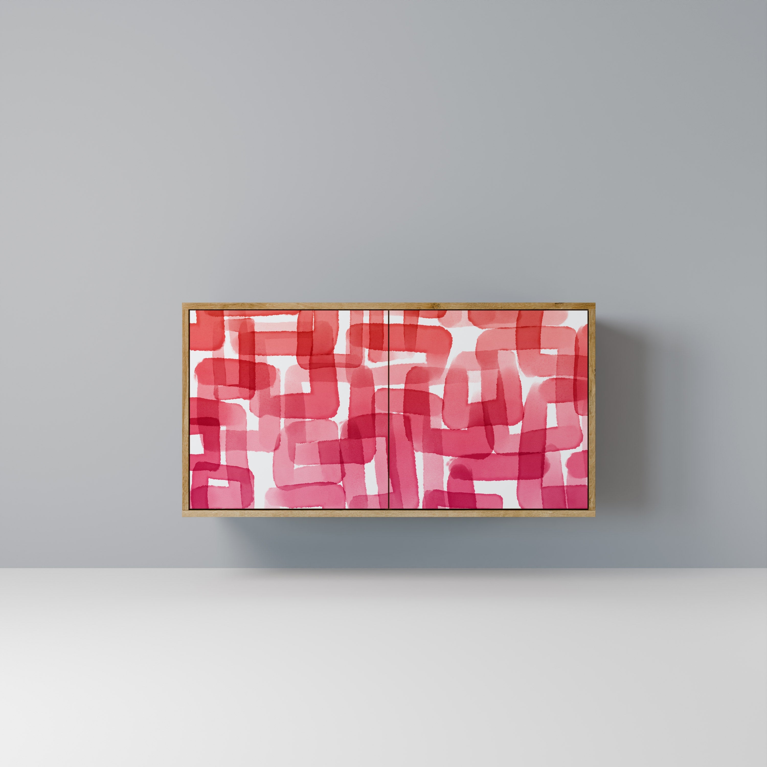 KALEIDOSKOPISCHES KUBISMUS-Sideboard mit 2 Türen in Eichenoptik
