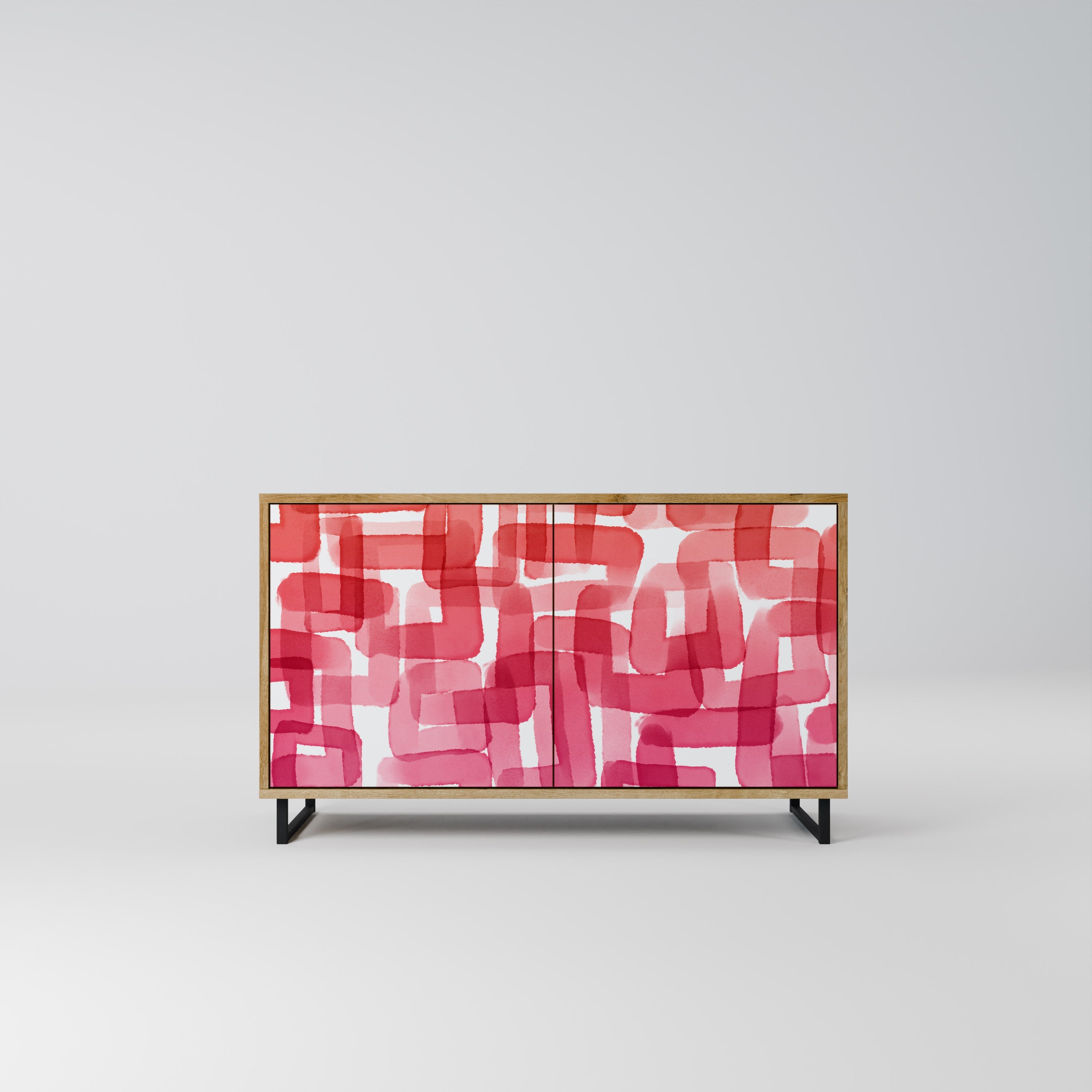 KALEIDOSKOPISCHES KUBISMUS-Sideboard mit 2 Türen in Eichenoptik