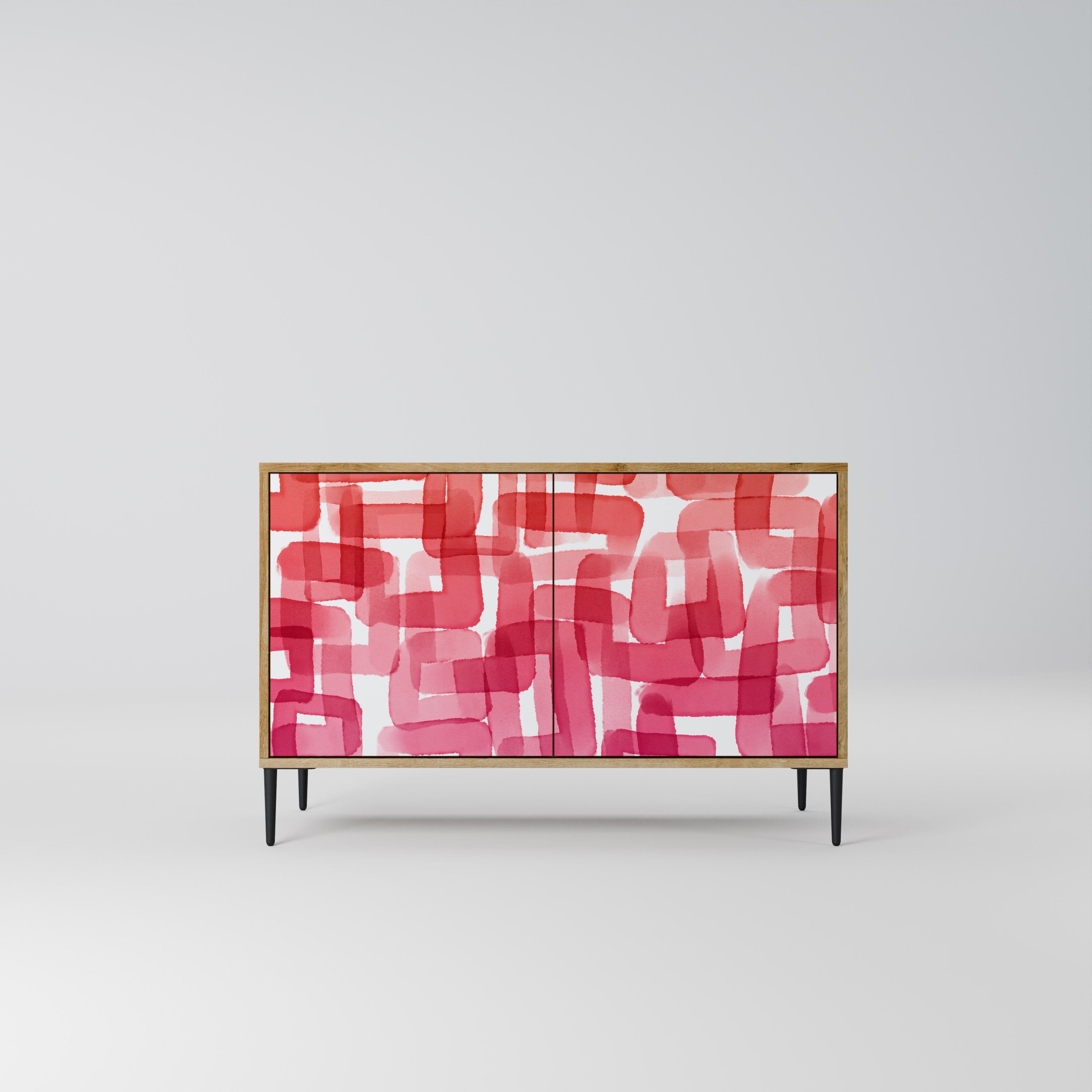 KALEIDOSKOPISCHES KUBISMUS-Sideboard mit 2 Türen in Eichenoptik