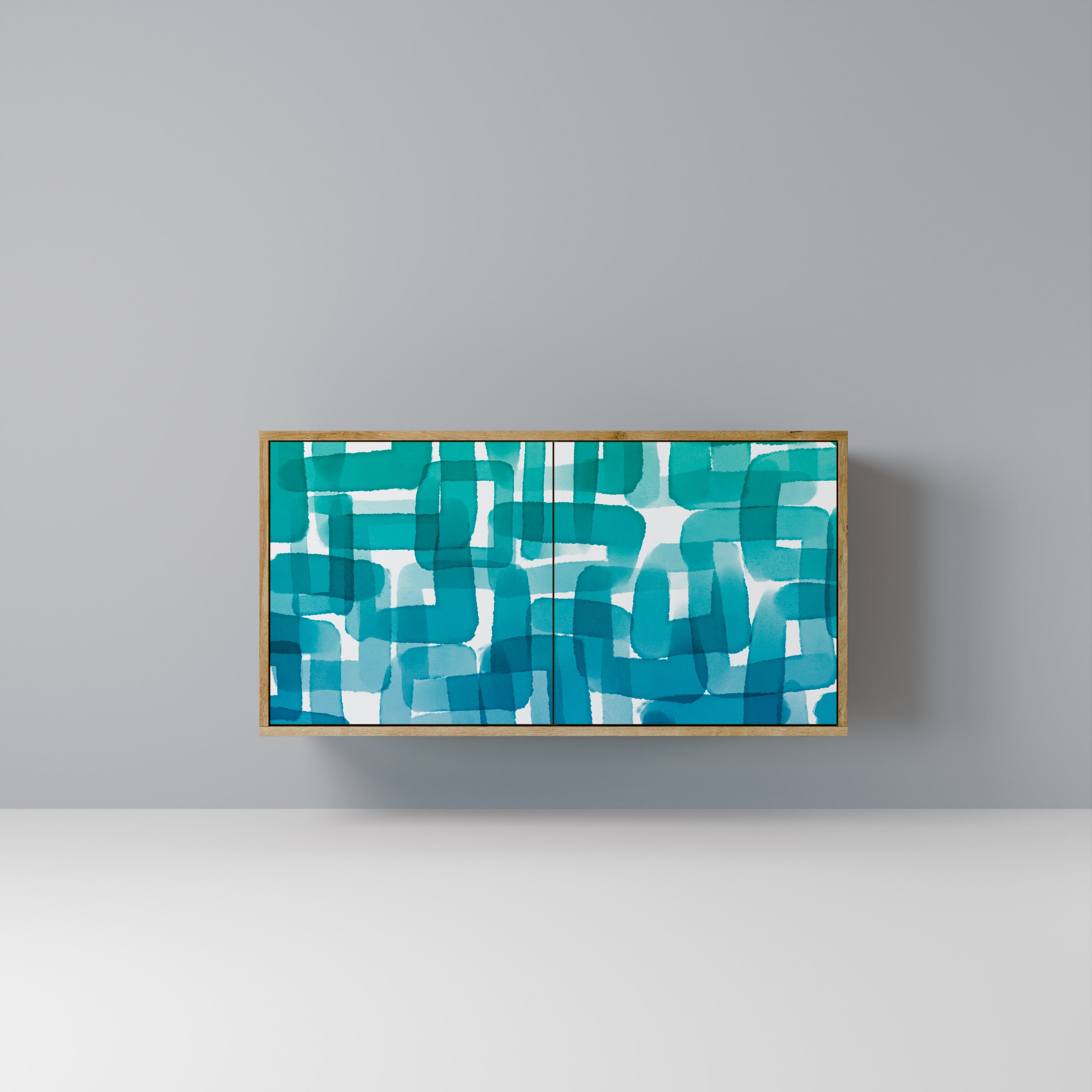 TURQUOISE RECTANGLES Sideboard mit 2 Türen in Eichenoptik