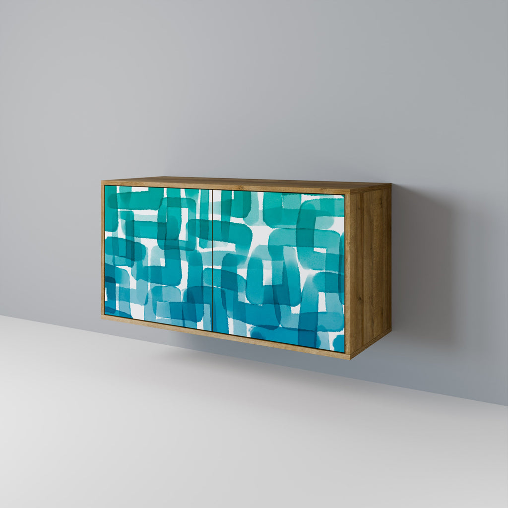 TURQUOISE RECTANGLES Sideboard mit 2 Türen in Eichenoptik