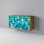 TURQUOISE RECTANGLES Sideboard mit 2 Türen in Eiche-Optik