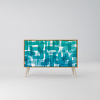 TURQUOISE RECTANGLES Sideboard mit 2 Türen in Eiche-Optik