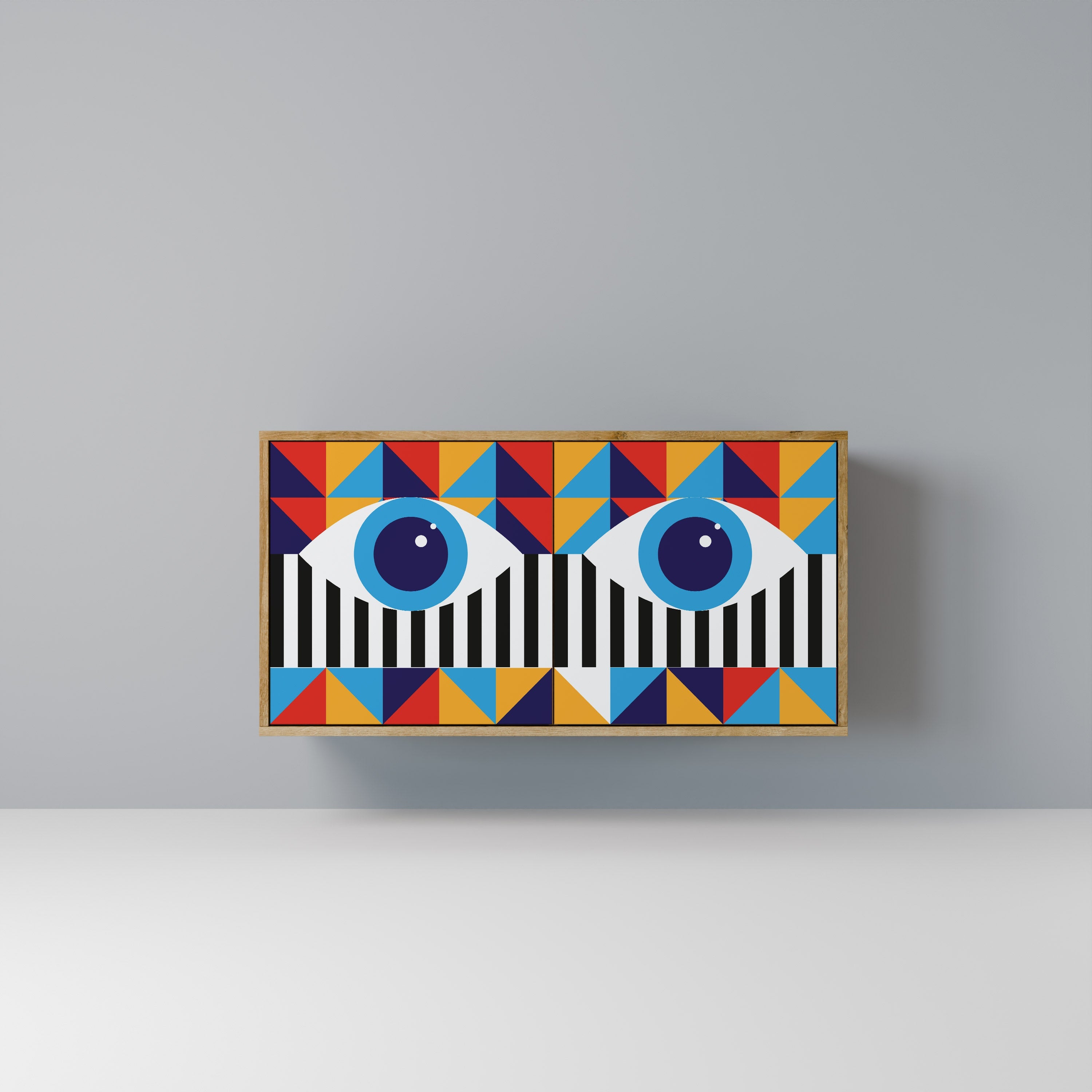 ABSTRACTION AND GEOMETRY Sideboard mit 2 Türen in Eichenoptik