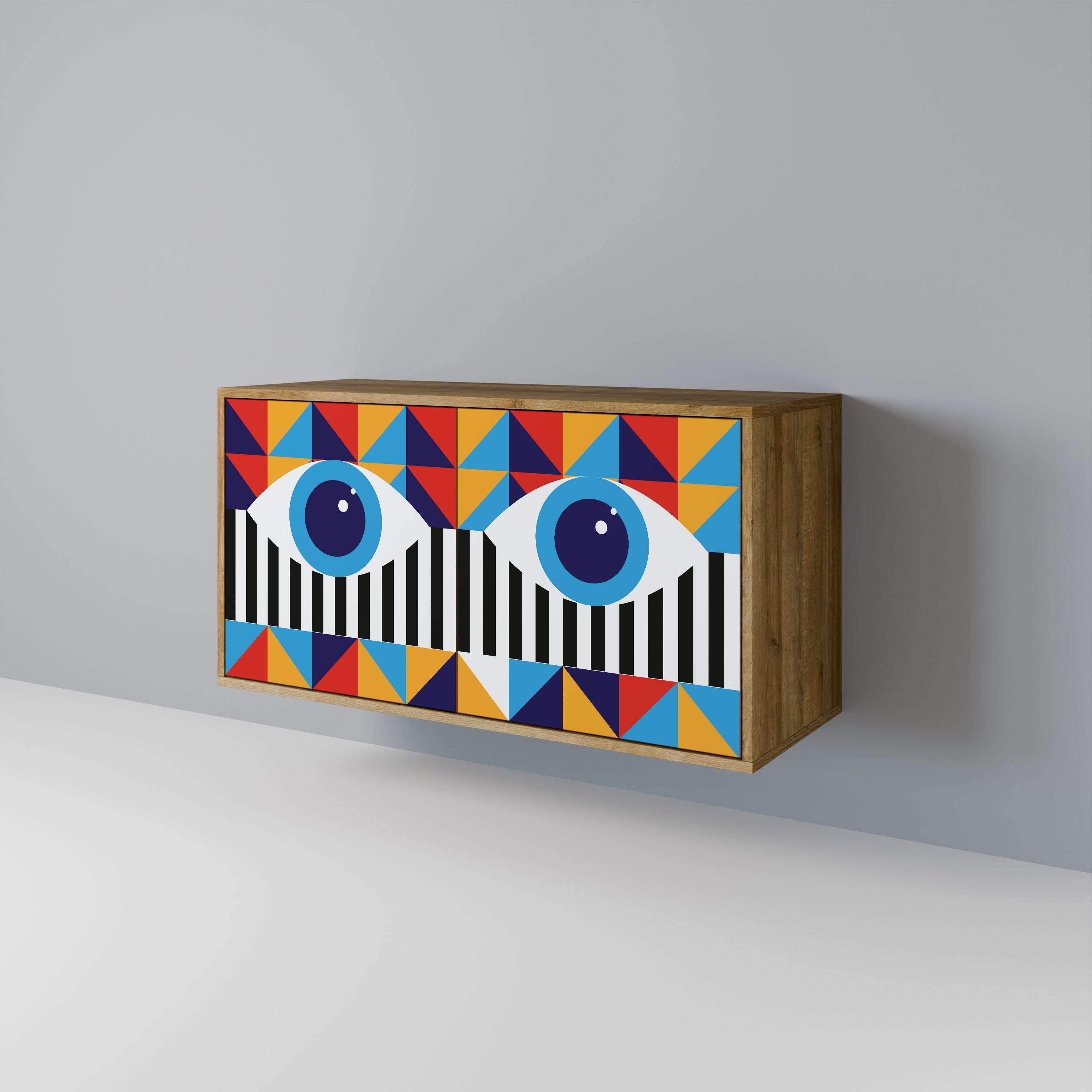 ABSTRACTION AND GEOMETRY Sideboard mit 2 Türen in Eichenoptik