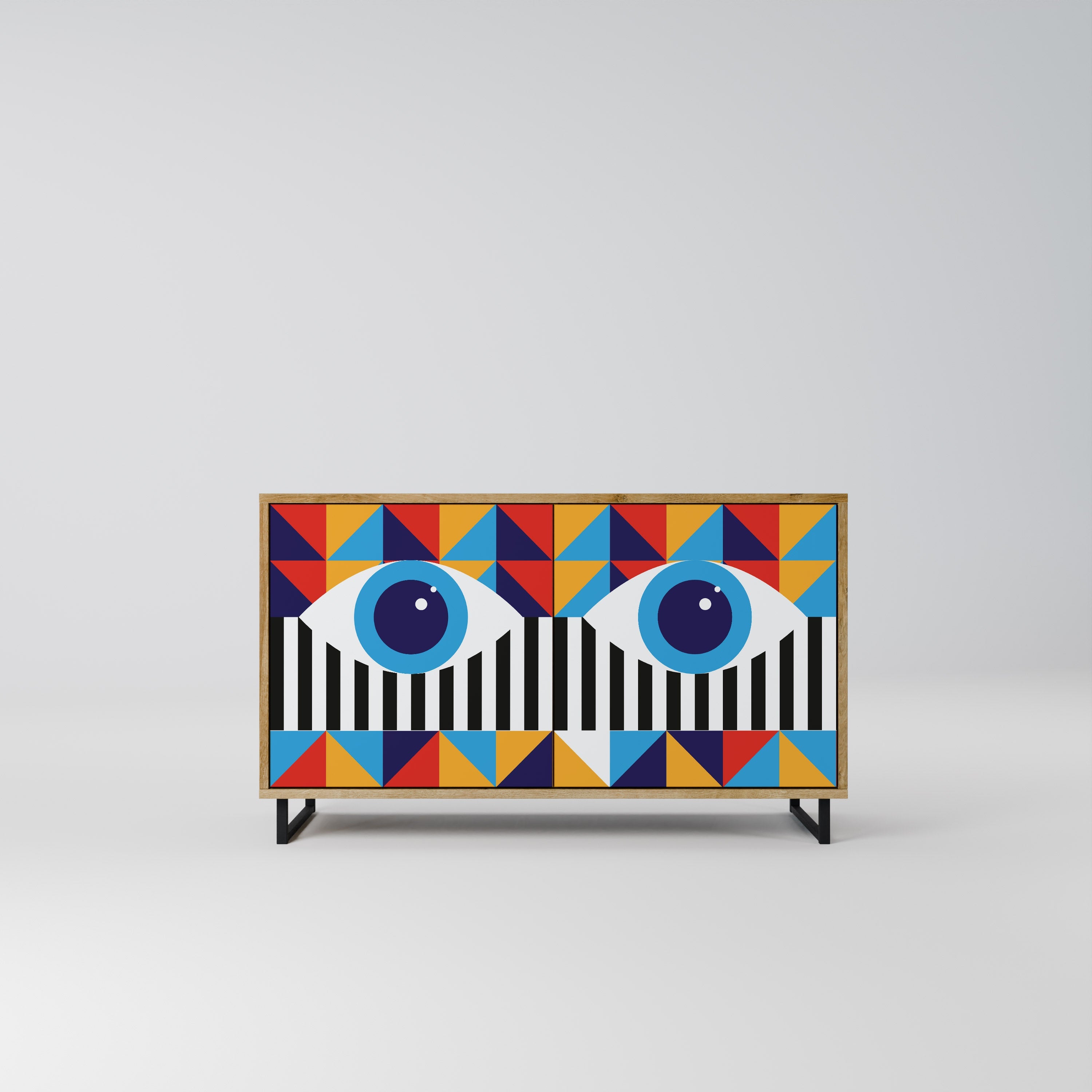 ABSTRACTION AND GEOMETRY Sideboard mit 2 Türen in Eichenoptik