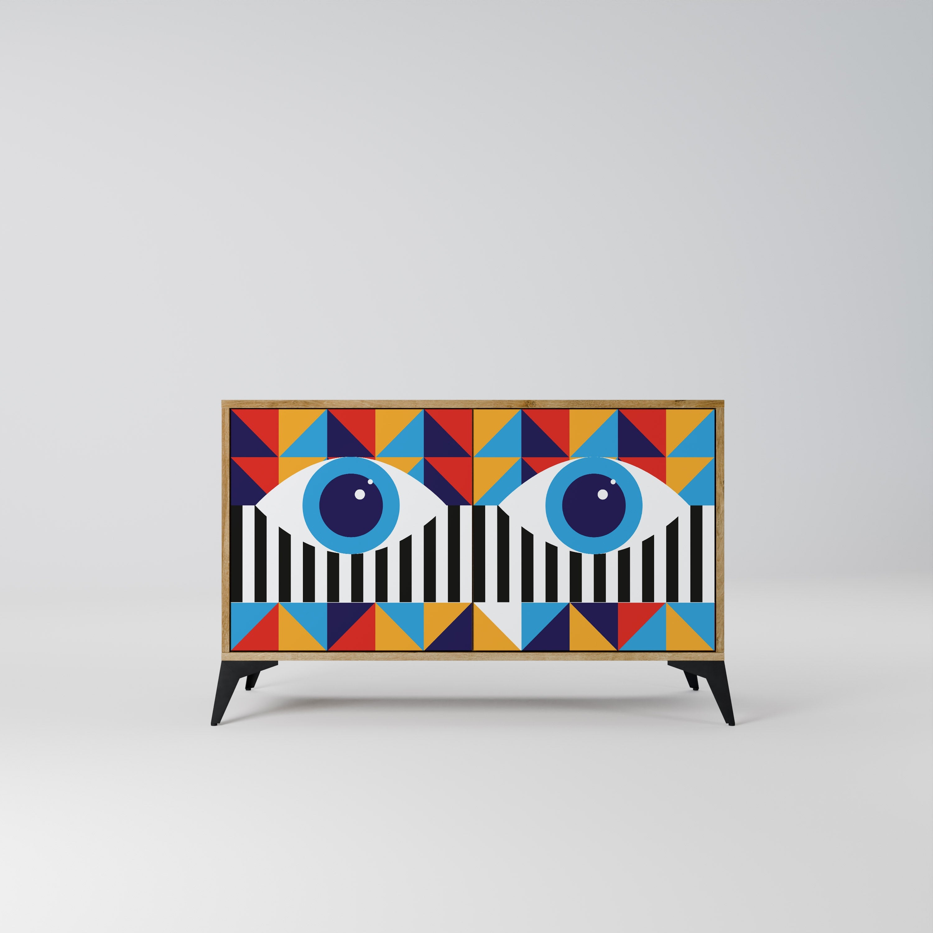 ABSTRACTION AND GEOMETRY Sideboard mit 2 Türen in Eichenoptik