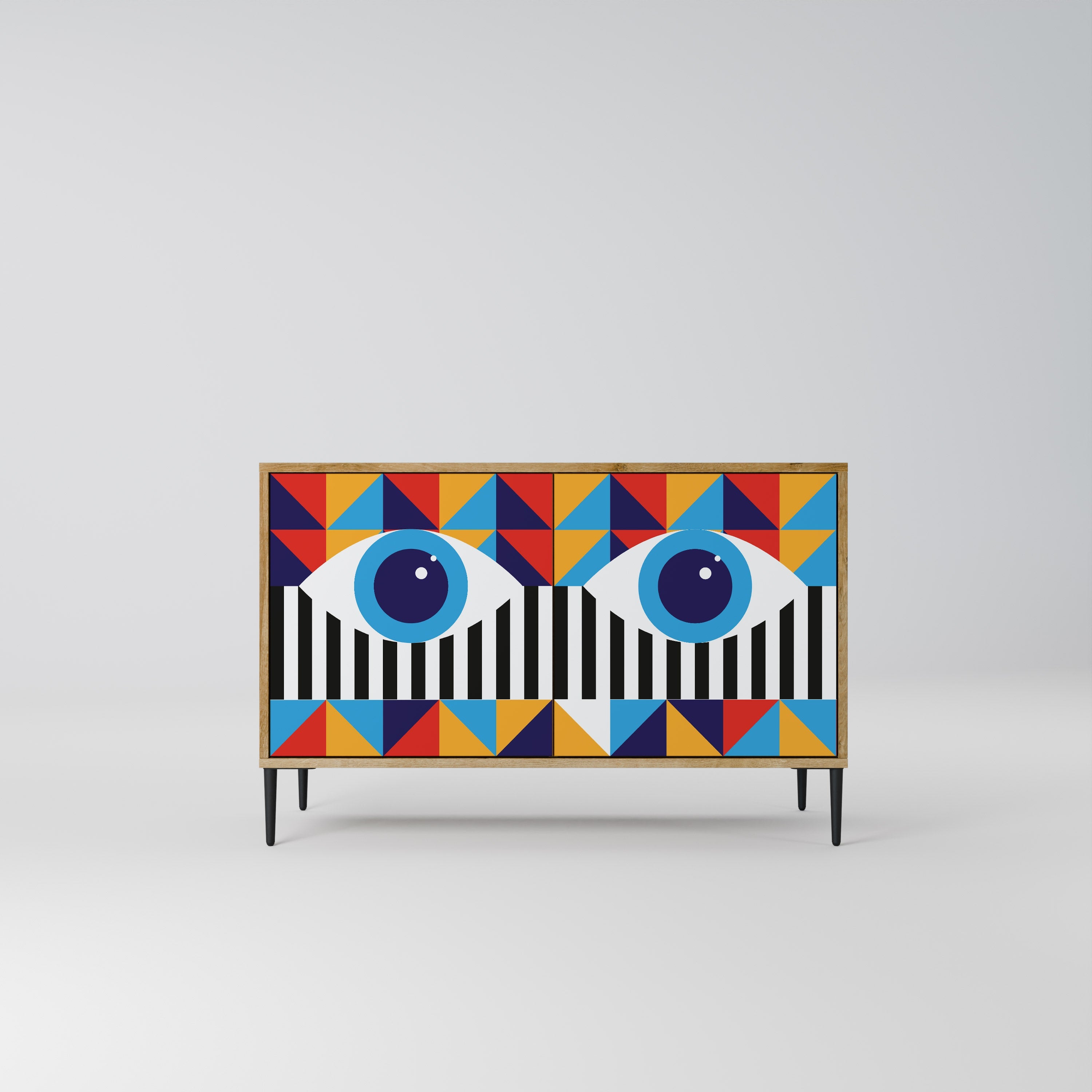 ABSTRACTION AND GEOMETRY Sideboard mit 2 Türen in Eichenoptik