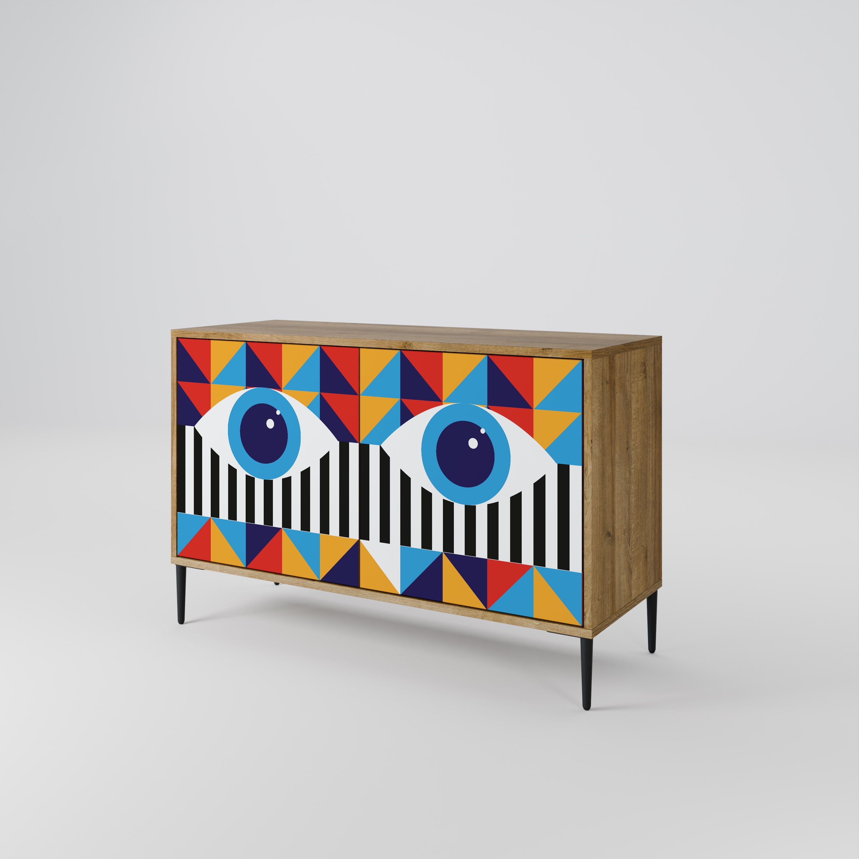 ABSTRACTION AND GEOMETRY Sideboard mit 2 Türen in Eichenoptik
