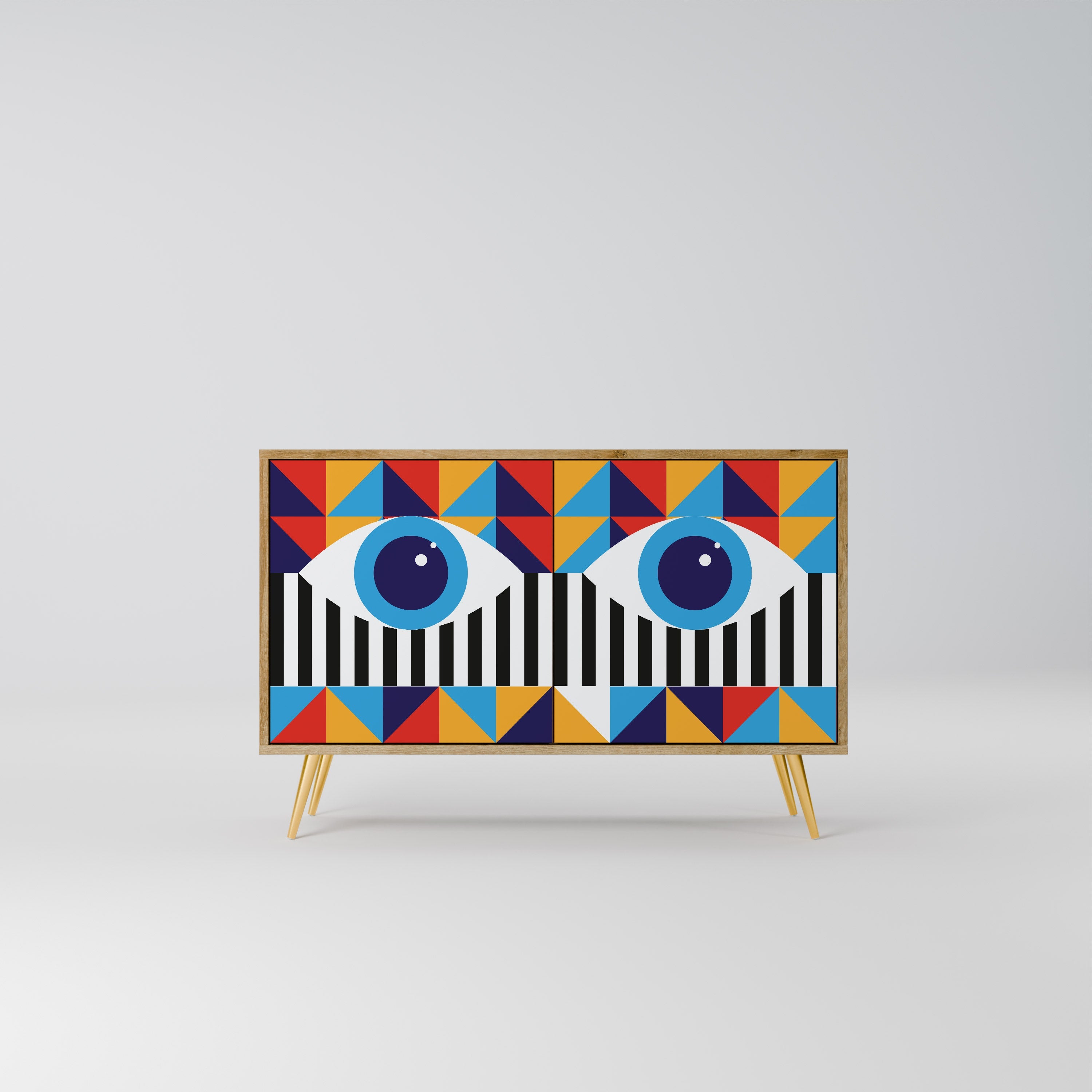 ABSTRACTION AND GEOMETRY Sideboard mit 2 Türen in Eichenoptik
