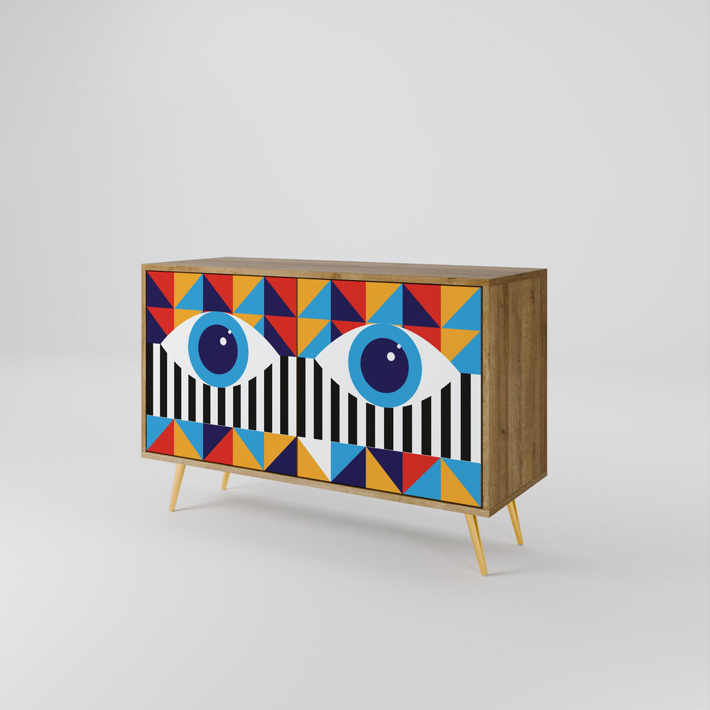 ABSTRACTION AND GEOMETRY Sideboard mit 2 Türen in Eichenoptik