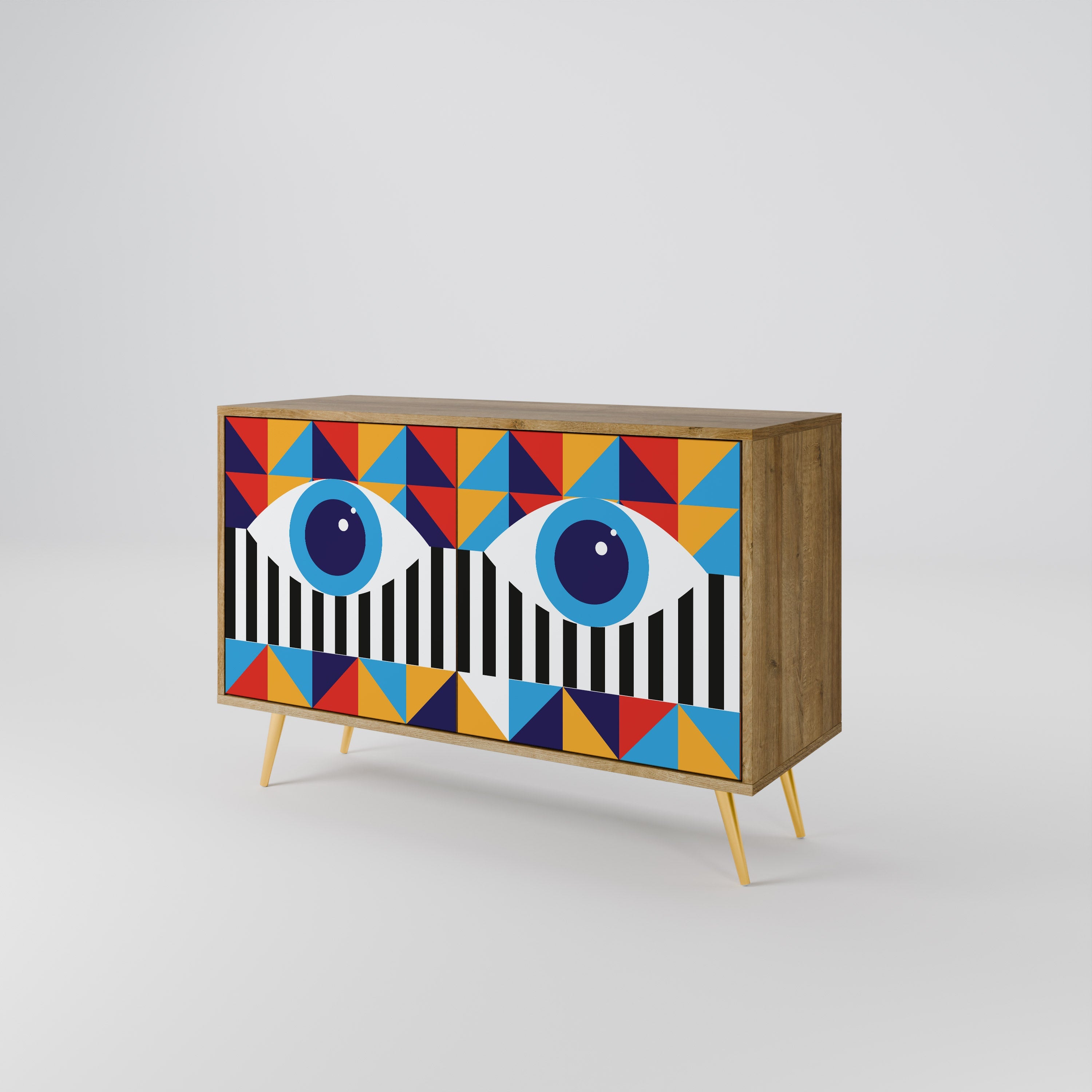 ABSTRACTION AND GEOMETRY Sideboard mit 2 Türen in Eichenoptik