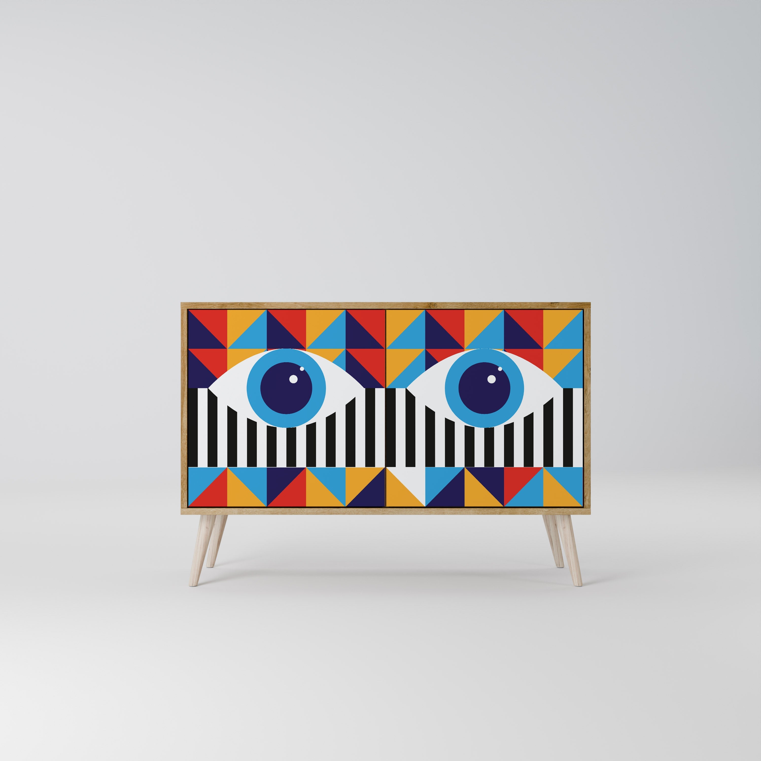 ABSTRACTION AND GEOMETRY Sideboard mit 2 Türen in Eichenoptik