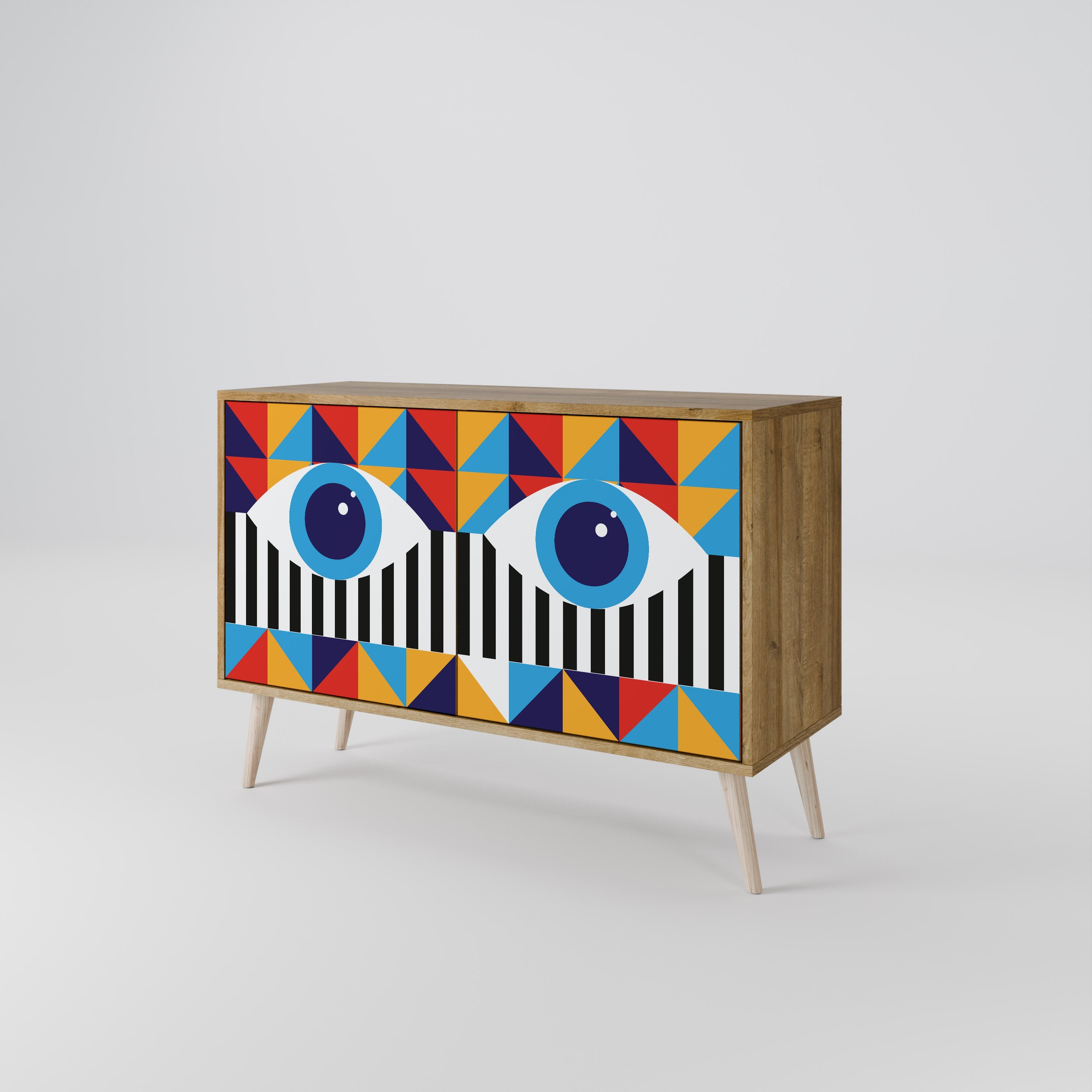 ABSTRACTION AND GEOMETRY Sideboard mit 2 Türen in Eichenoptik