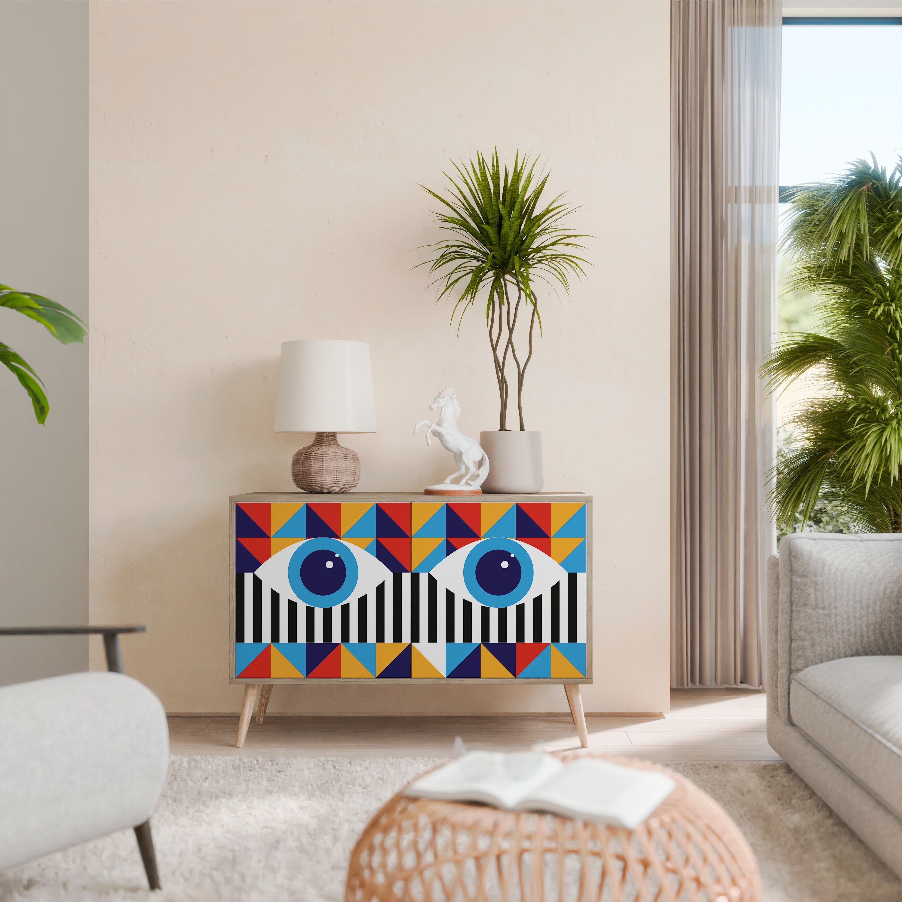 ABSTRACTION AND GEOMETRY Sideboard mit 2 Türen in Eichenoptik