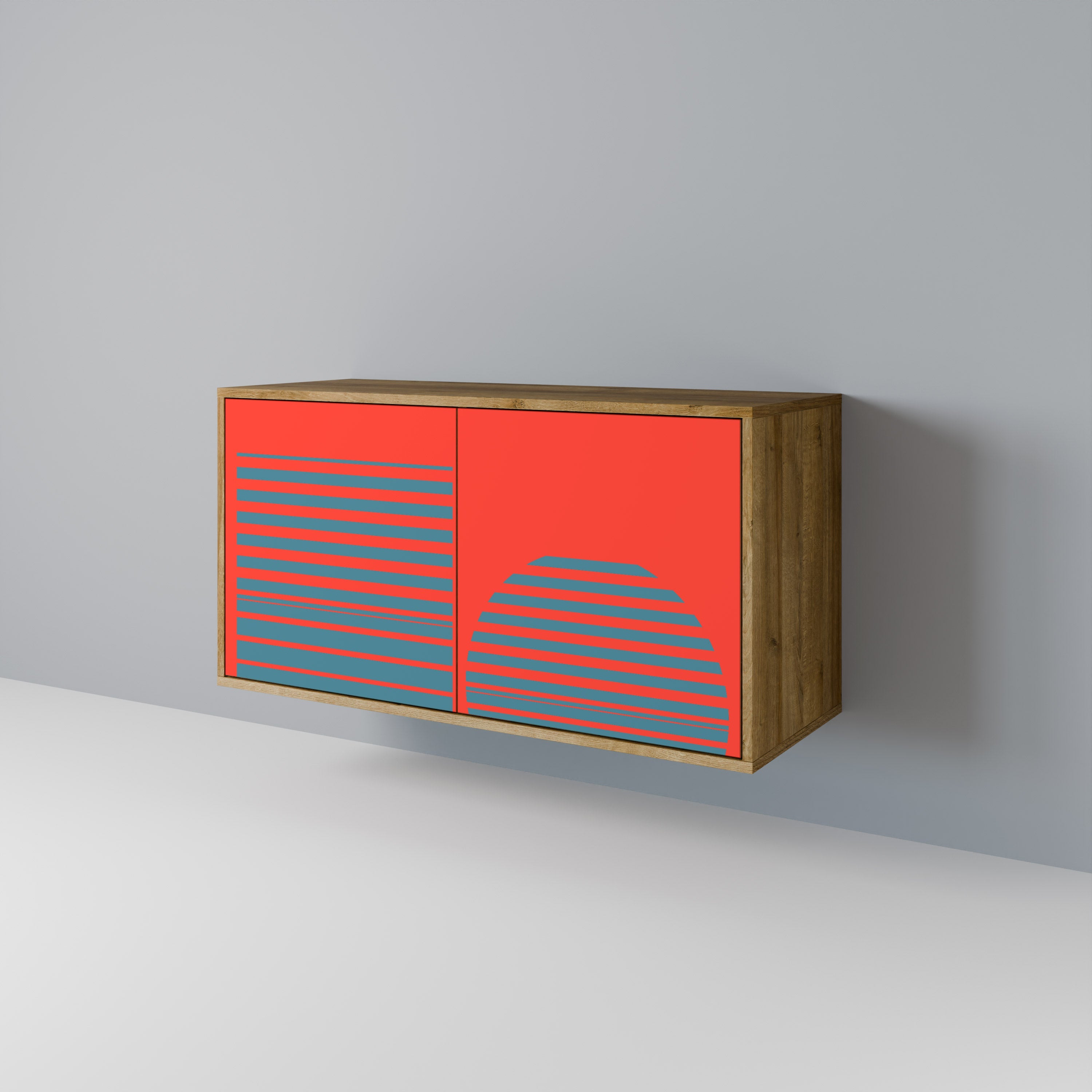 RISING GEOMETRY STARS Sideboard mit 2 Türen in Eichenoptik