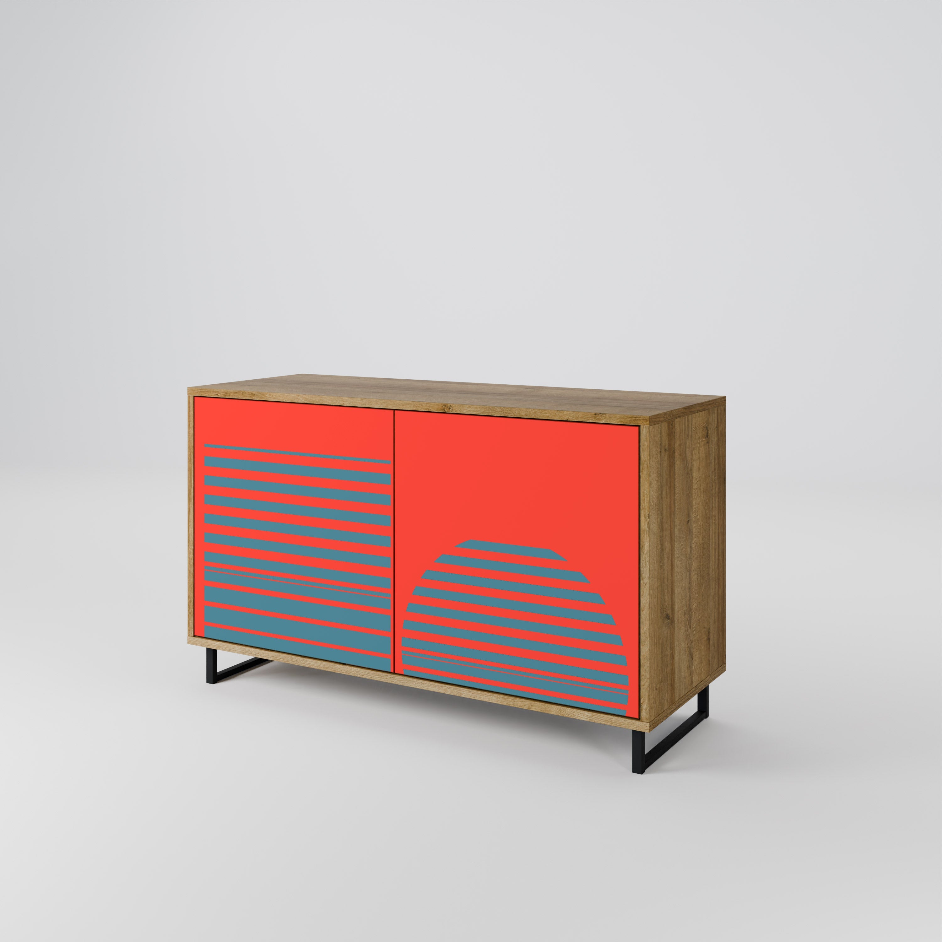 RISING GEOMETRY STARS Sideboard mit 2 Türen in Eichenoptik