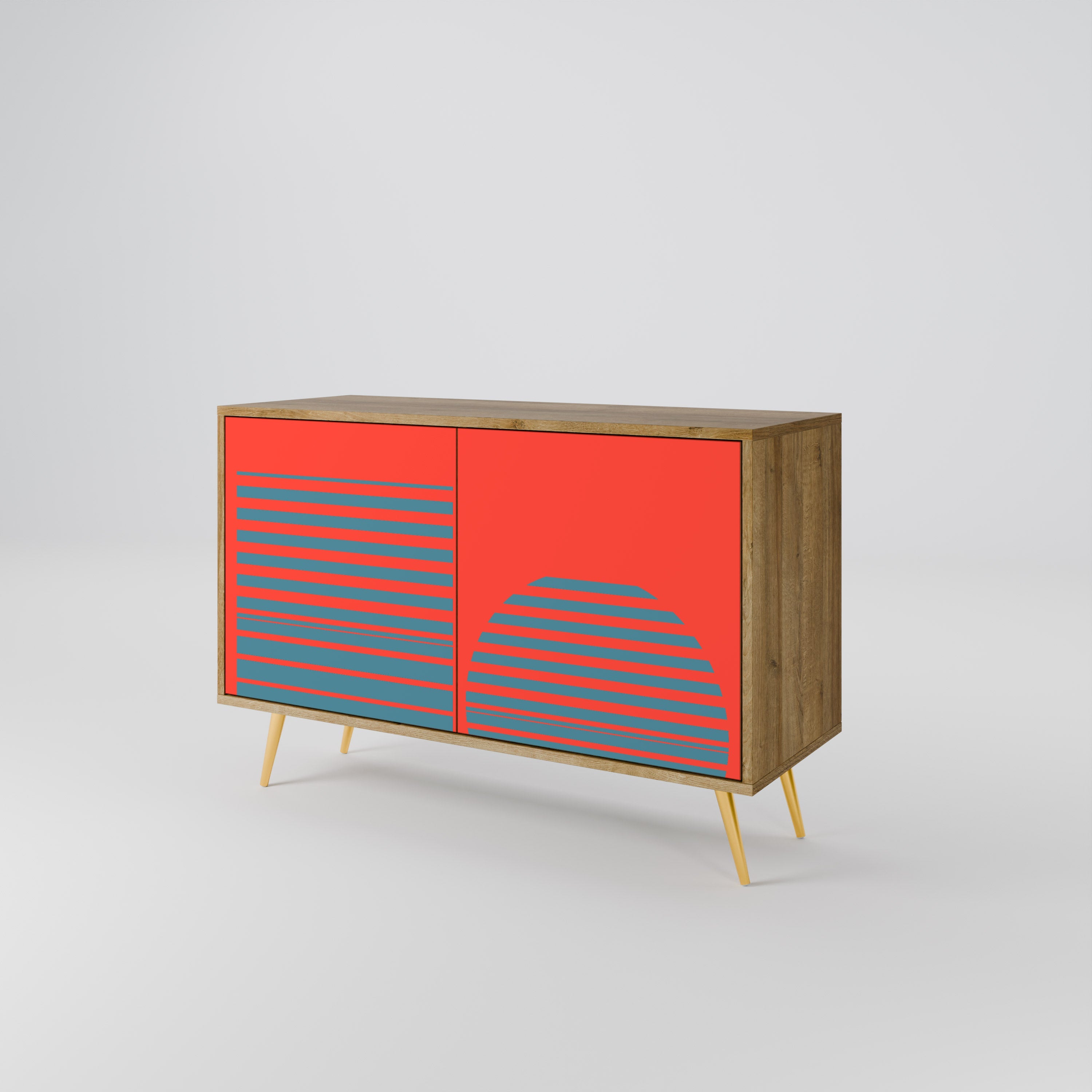 RISING GEOMETRY STARS Sideboard mit 2 Türen in Eichenoptik