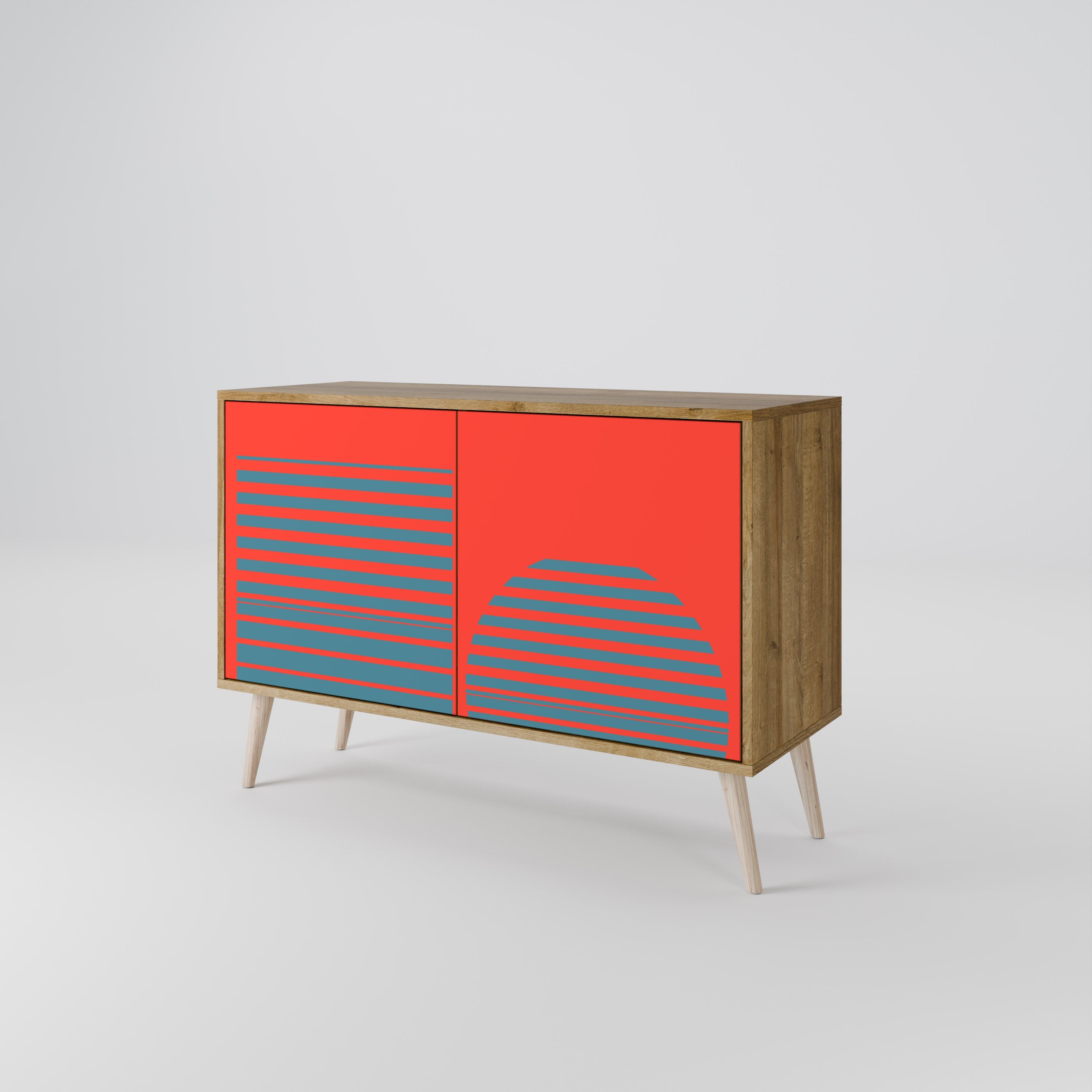 RISING GEOMETRY STARS Sideboard mit 2 Türen in Eichenoptik
