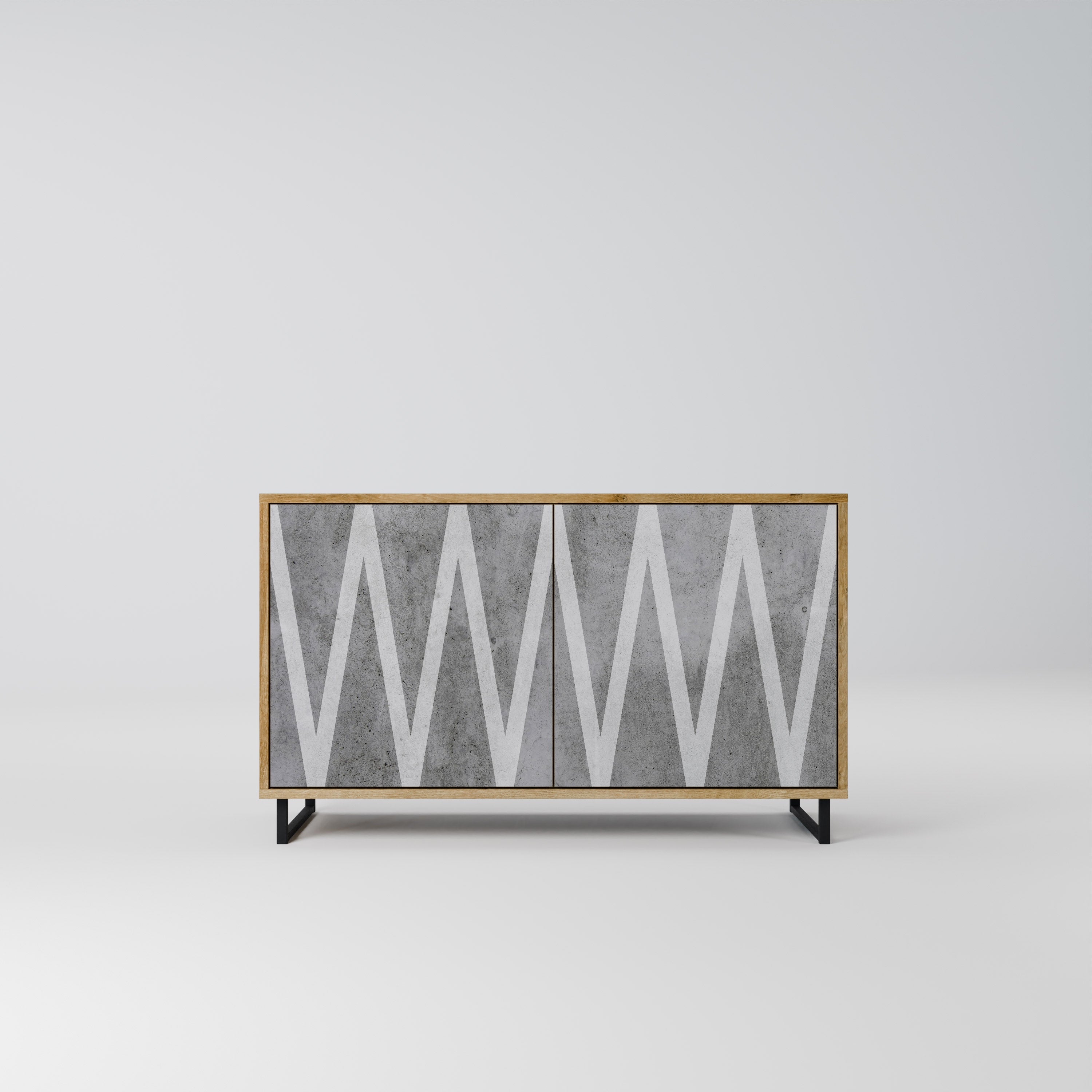 SOLID ZIG ZAG Sideboard mit 2 Türen in Eichenoptik