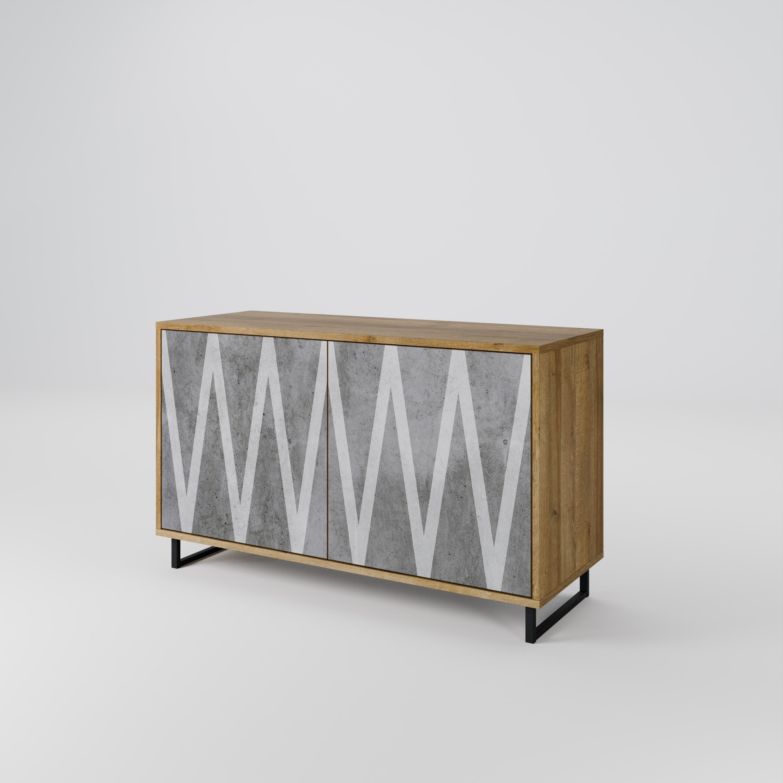 SOLID ZIG ZAG Sideboard mit 2 Türen in Eichenoptik
