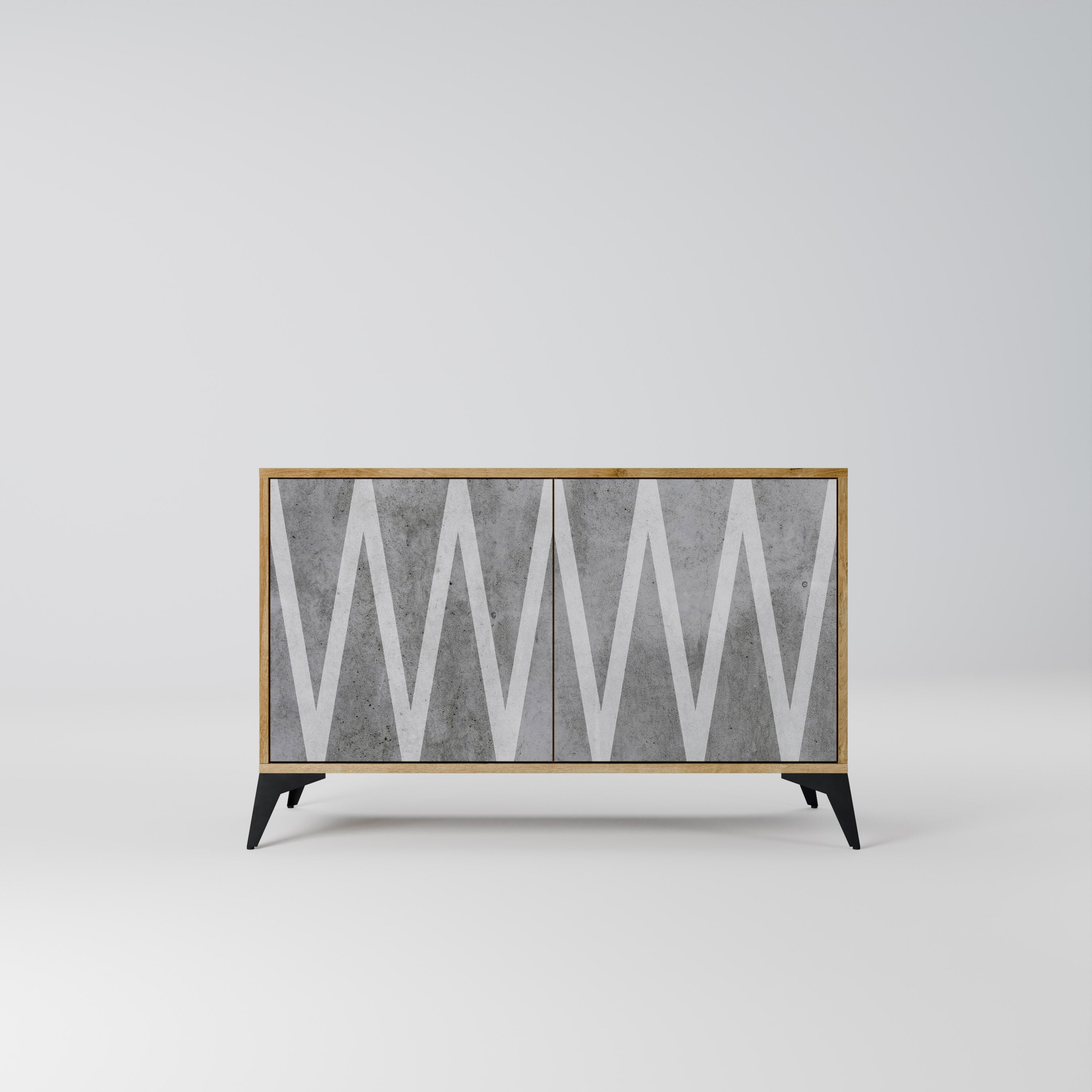 SOLID ZIG ZAG Sideboard mit 2 Türen in Eichenoptik