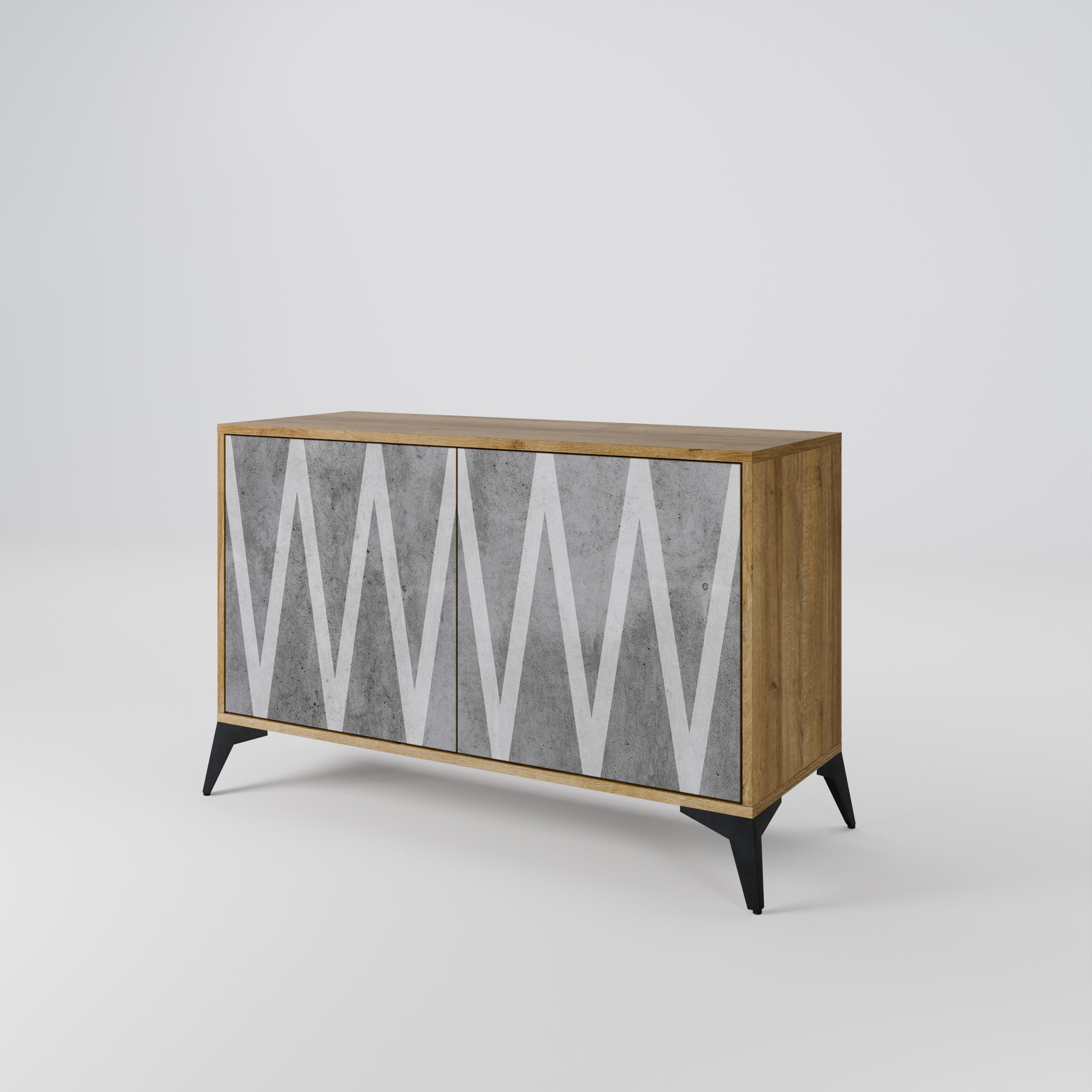 SOLID ZIG ZAG Sideboard mit 2 Türen in Eichenoptik
