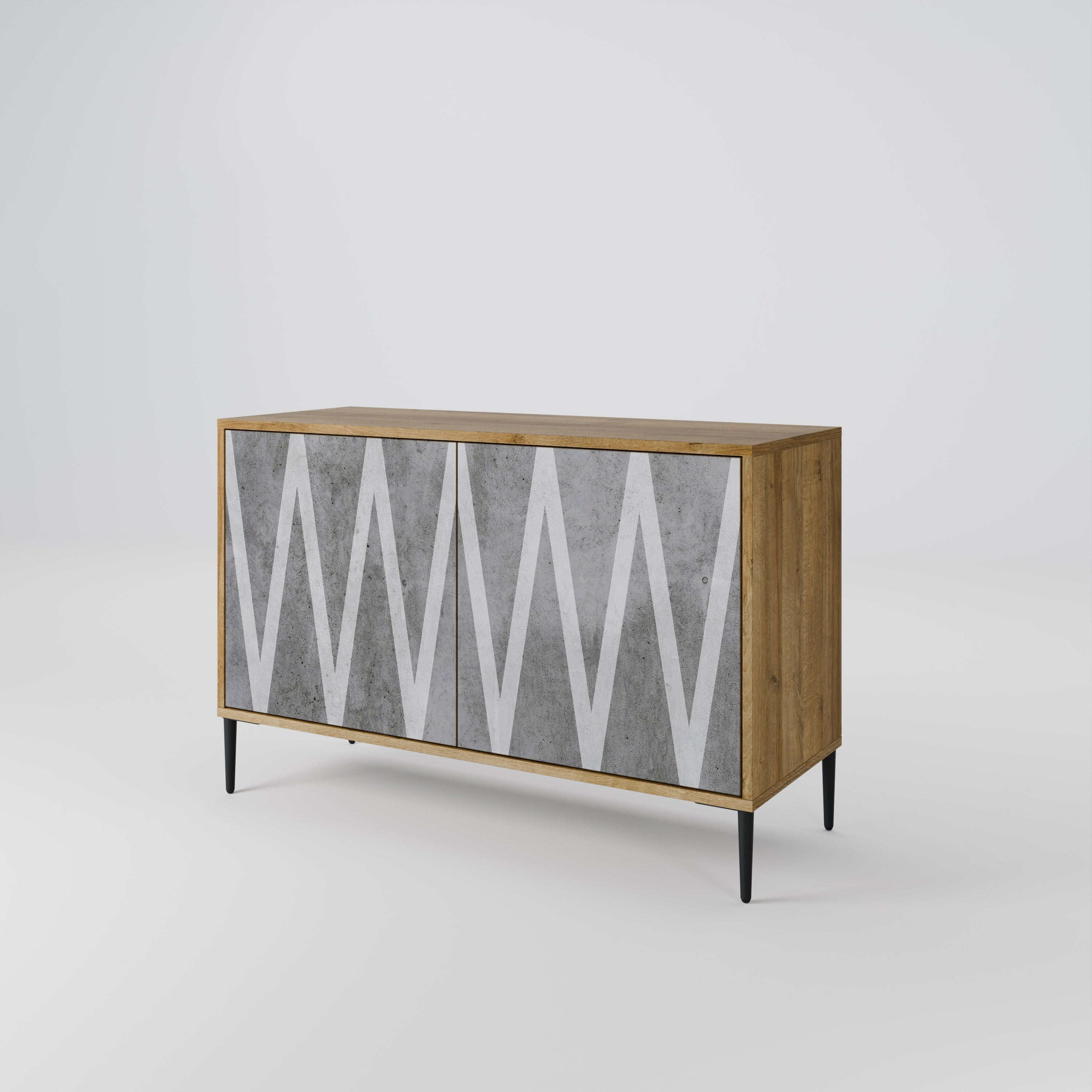 SOLID ZIG ZAG Sideboard mit 2 Türen in Eichenoptik