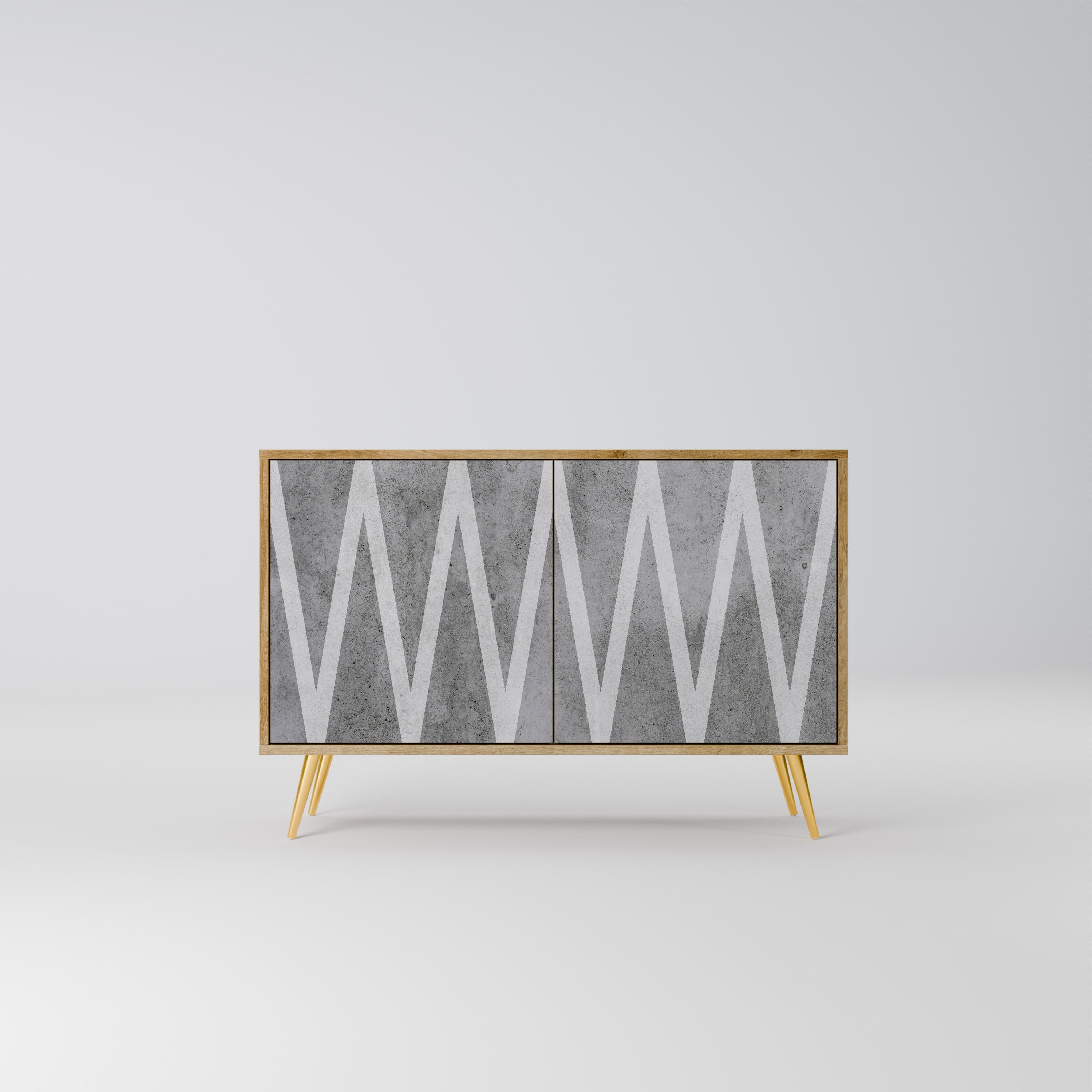 SOLID ZIG ZAG Sideboard mit 2 Türen in Eichenoptik