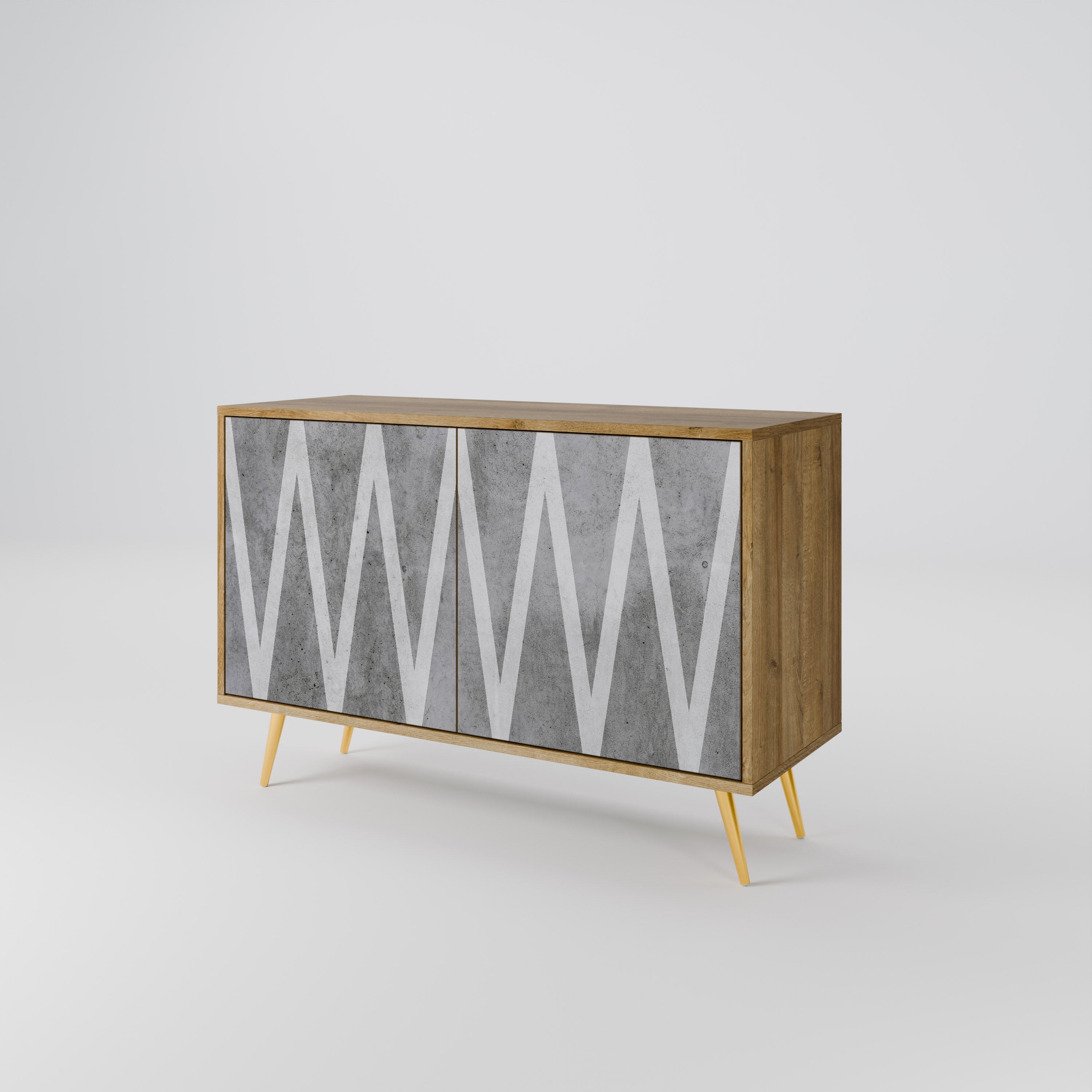 SOLID ZIG ZAG Sideboard mit 2 Türen in Eichenoptik