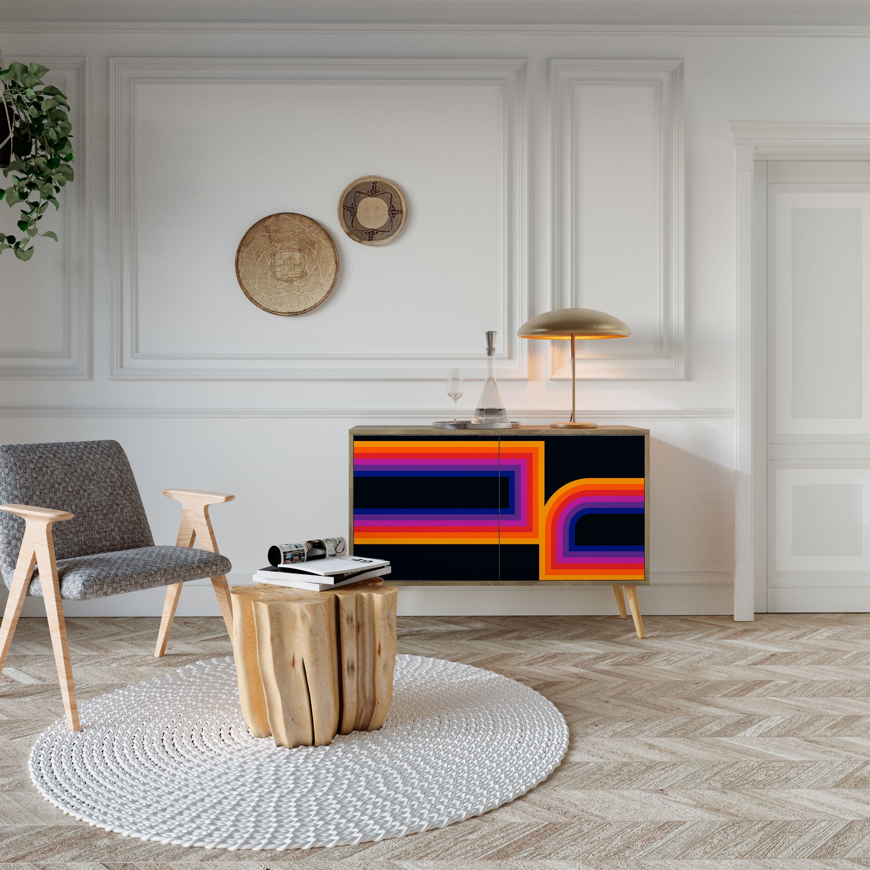 BLINDED BY THE LIGHTS Sideboard mit 2 Türen in Eichenoptik