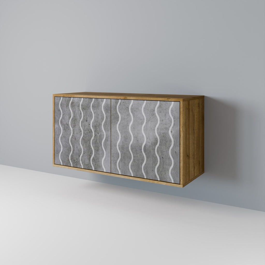 WAVES OF CONCRETE Sideboard mit 2 Türen in Eichenoptik