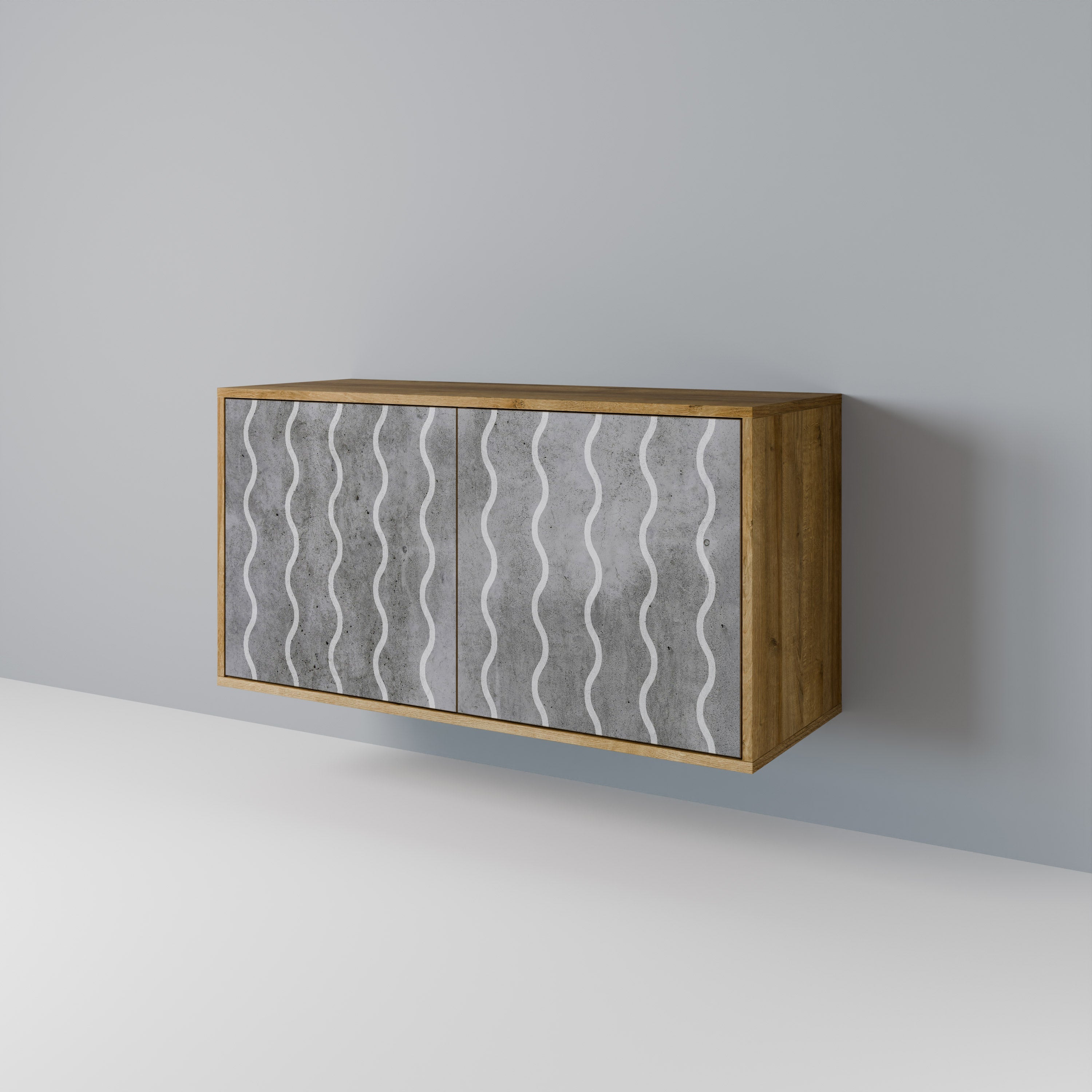 WAVES OF CONCRETE Sideboard mit 2 Türen in Eichenoptik