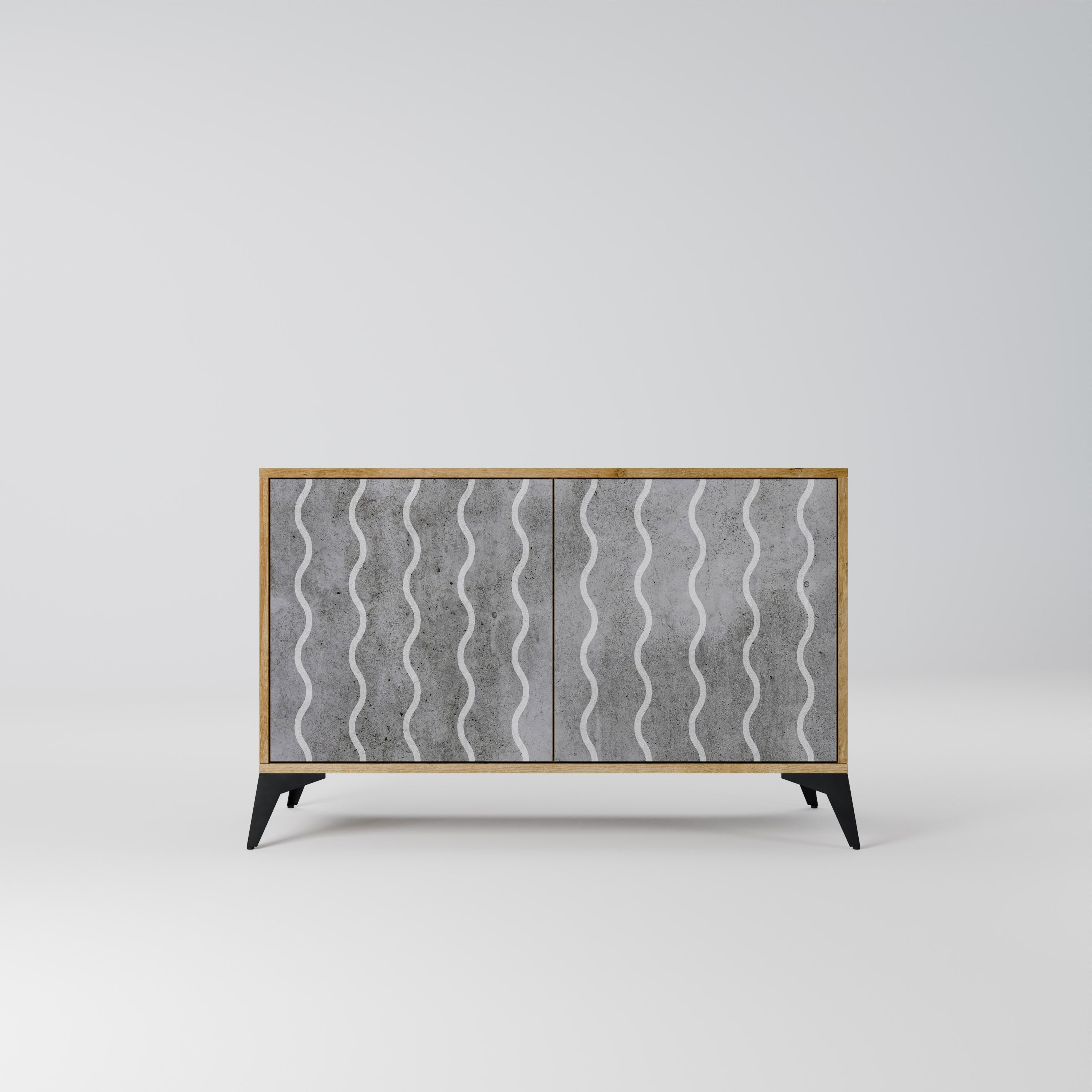 WAVES OF CONCRETE Sideboard mit 2 Türen in Eichenoptik