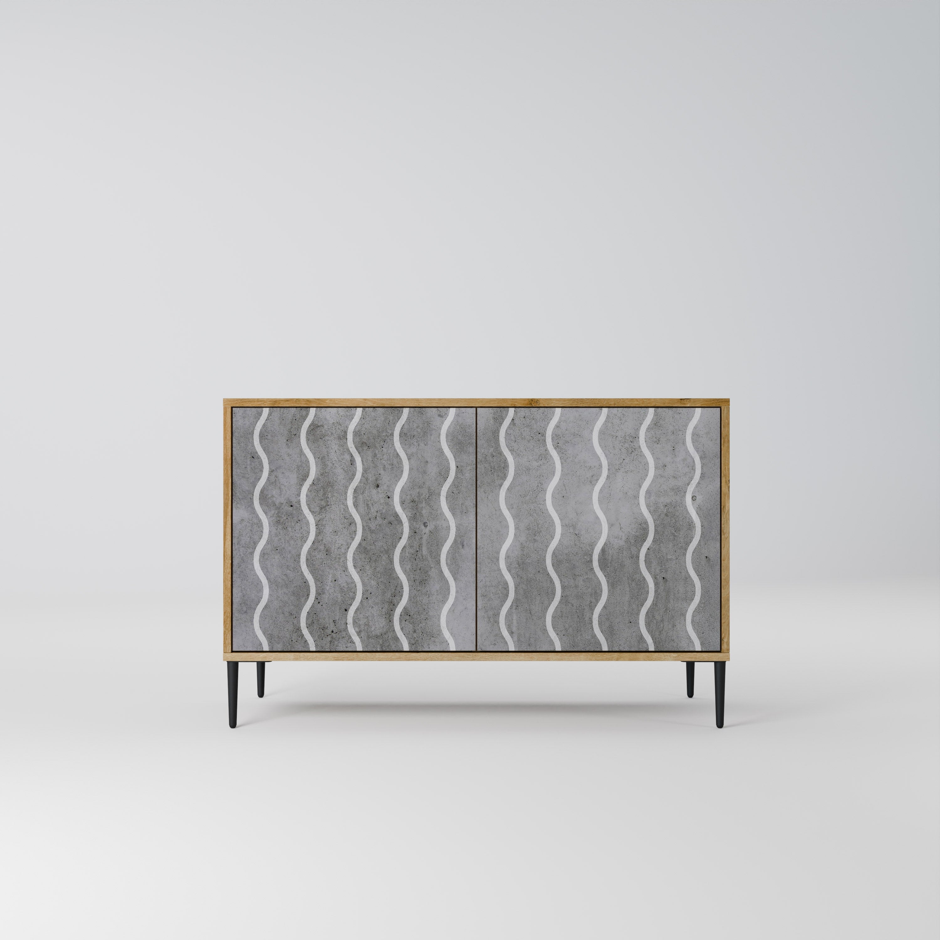 WAVES OF CONCRETE Sideboard mit 2 Türen in Eichenoptik