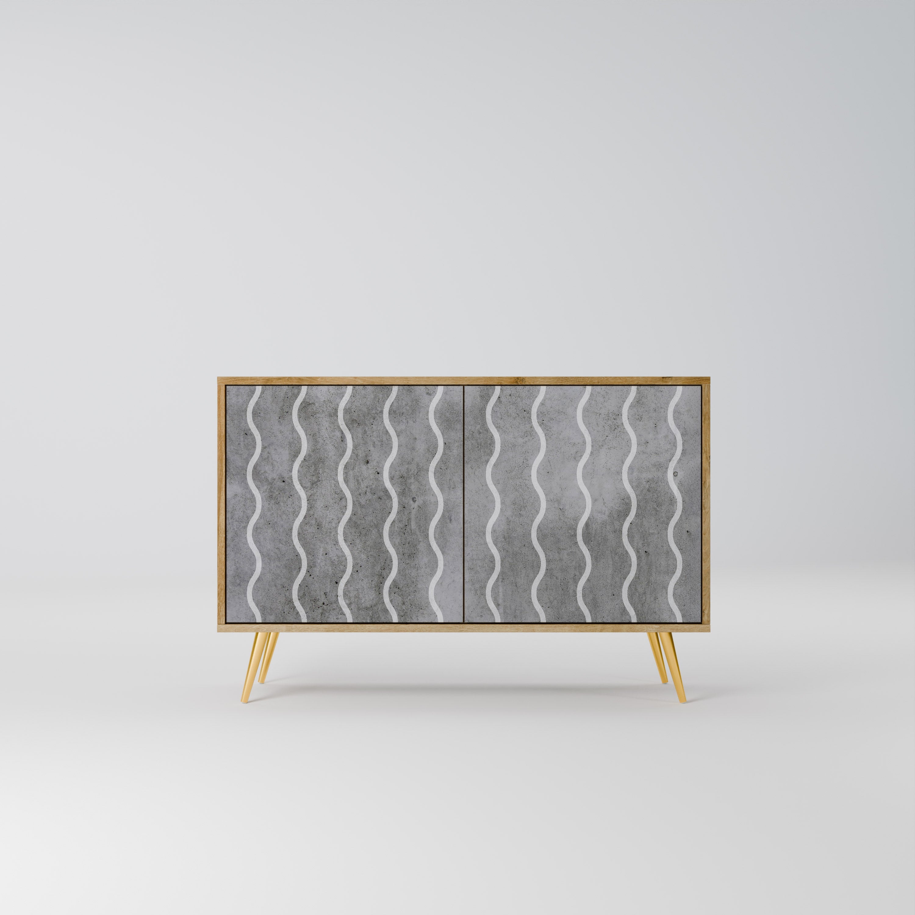 WAVES OF CONCRETE Sideboard mit 2 Türen in Eichenoptik