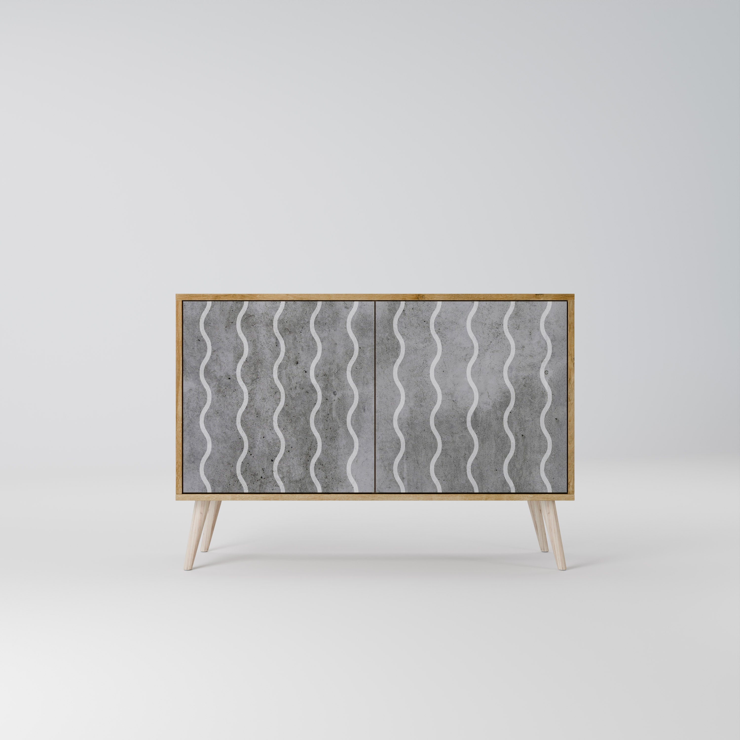 WAVES OF CONCRETE Sideboard mit 2 Türen in Eichenoptik