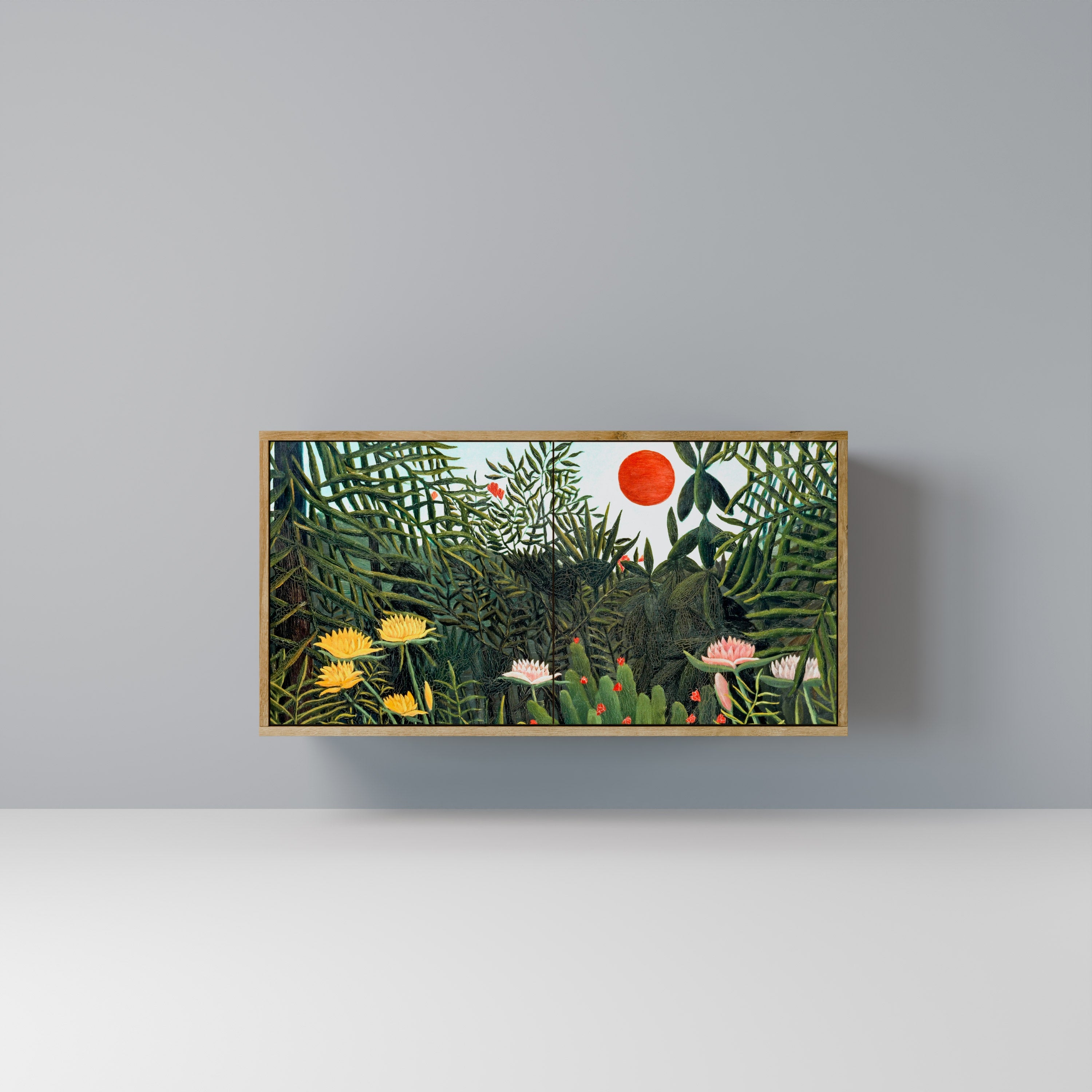 VIRGIN FOREST WITH SUNSET Sideboard mit 2 Türen in Eichenoptik